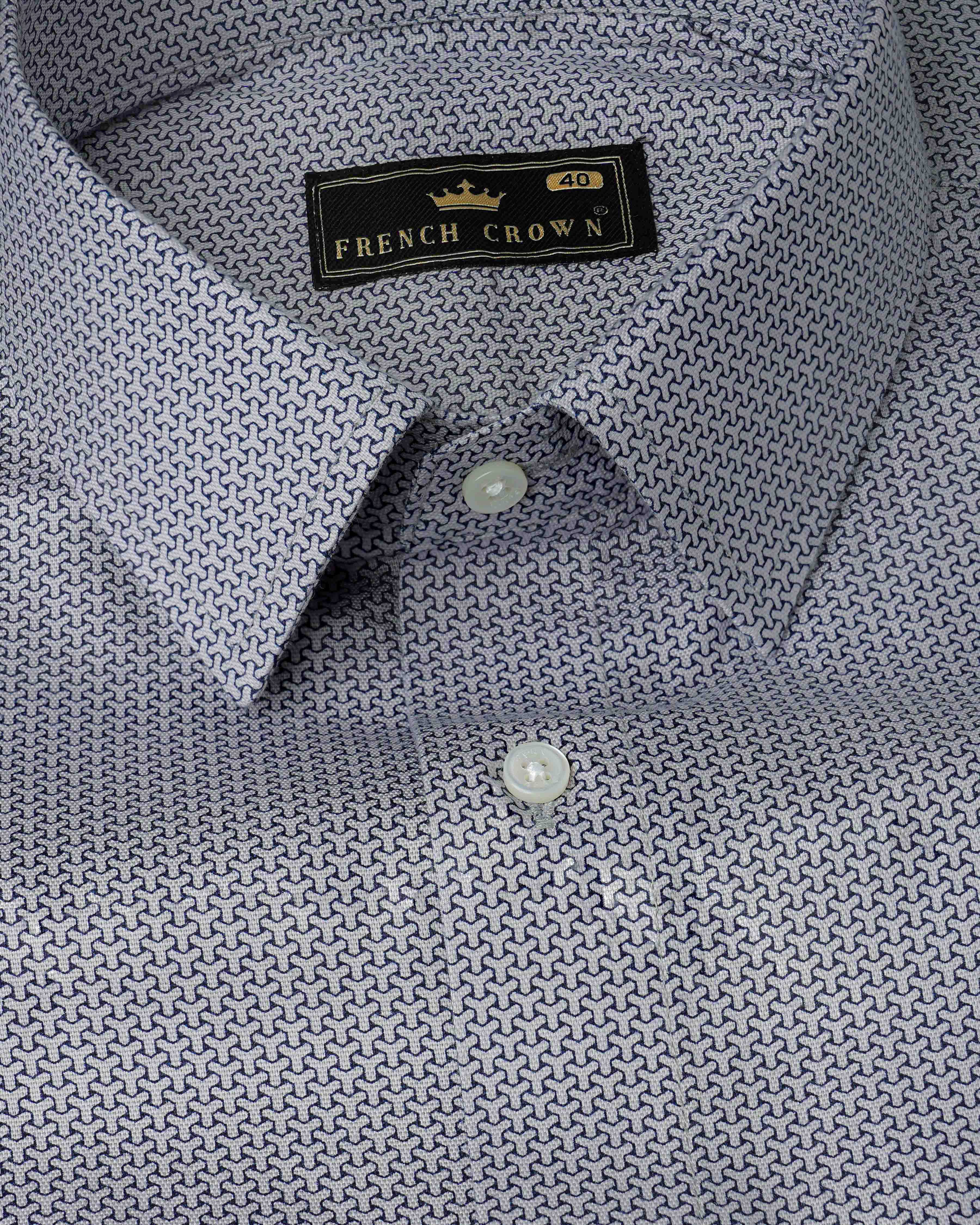 Manatee Gray Isometric Printed Royal Oxford Shirt 8091-38, 8091-H-38, 8091-39, 8091-H-39, 8091-40, 8091-H-40, 8091-42, 8091-H-42, 8091-44, 8091-H-44, 8091-46, 8091-H-46, 8091-48, 8091-H-48, 8091-50, 8091-H-50, 8091-52, 8091-H-52