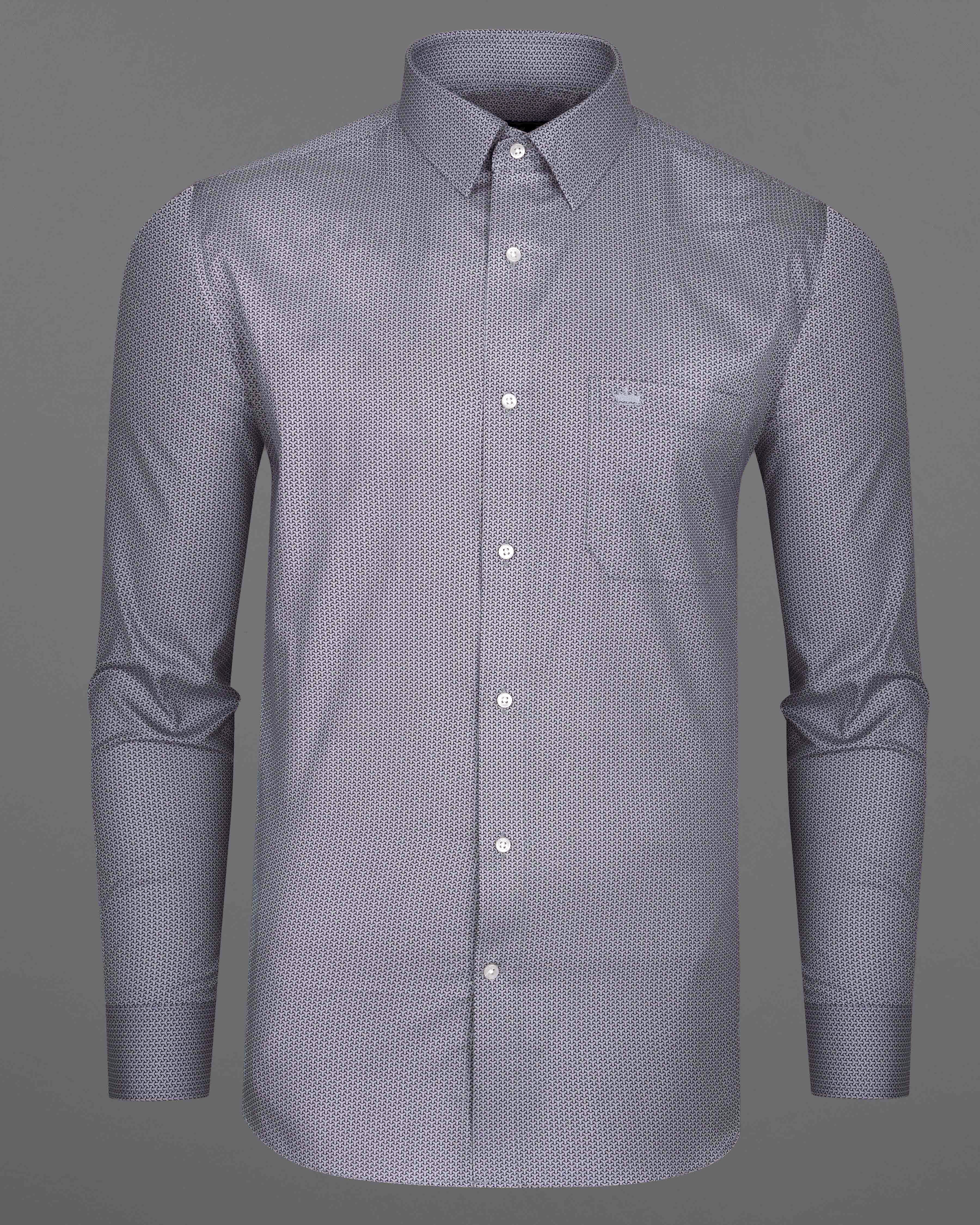 Manatee Gray Isometric Printed Royal Oxford Shirt