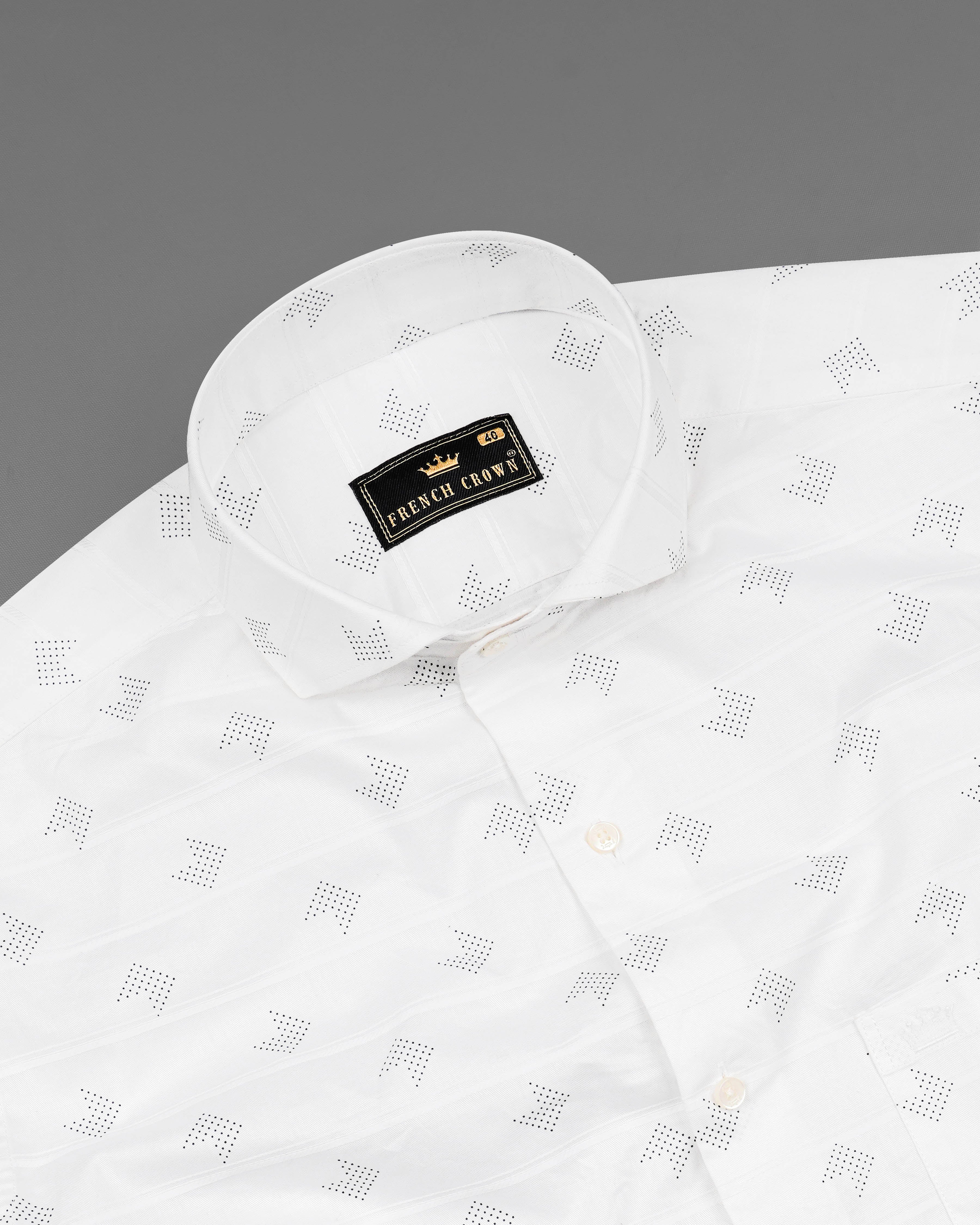 Bright White Dobby Textured Premium Giza Cotton Shirt