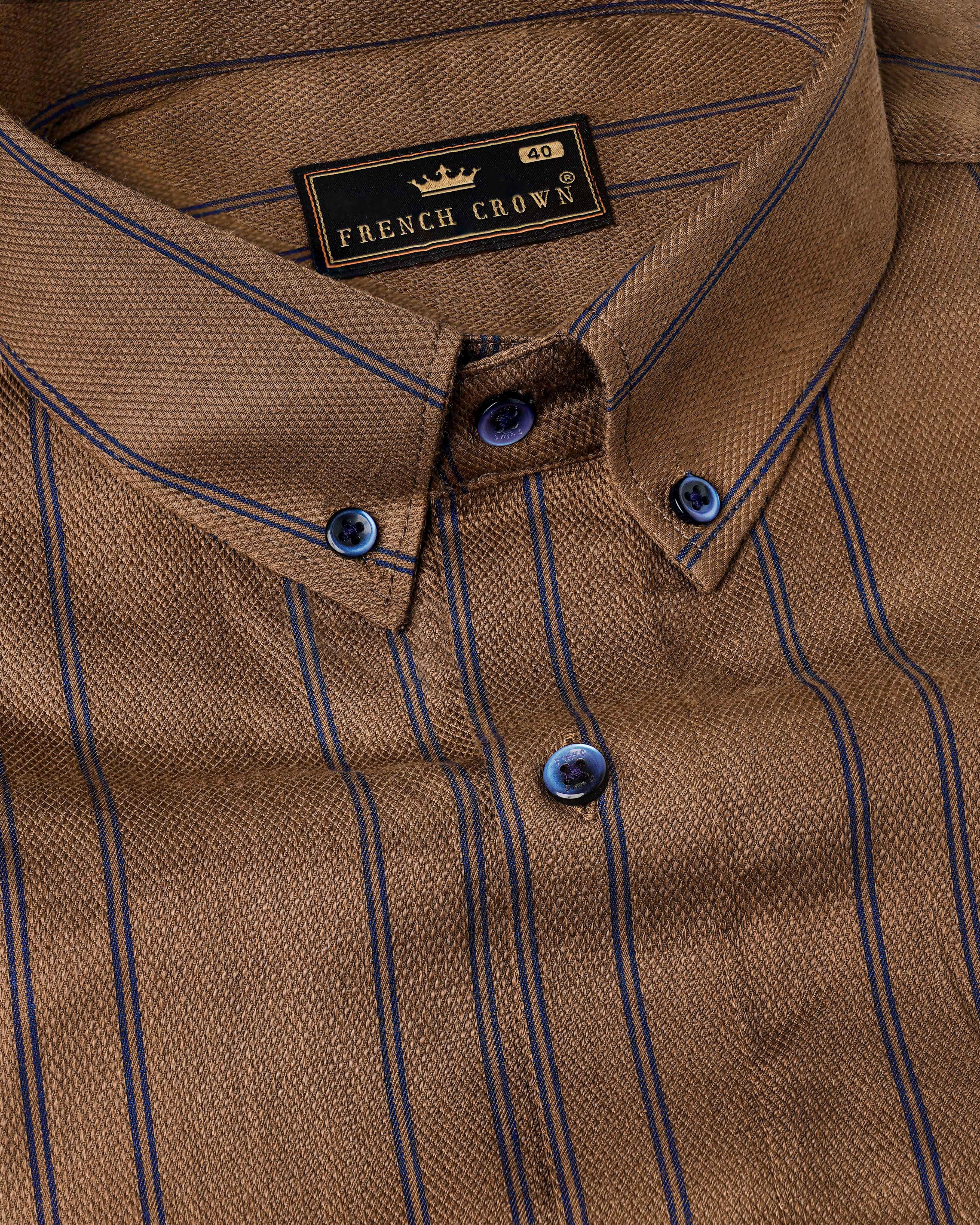 Potter Clay Brown with Ebony Clay Navy Blue Striped Dobby Textured Premium Giza Cotton Shirt 8097-BD-BLE-38, 8097-BD-BLE-H-38, 8097-BD-BLE-39, 8097-BD-BLE-H-39, 8097-BD-BLE-40, 8097-BD-BLE-H-40, 8097-BD-BLE-42, 8097-BD-BLE-H-42, 8097-BD-BLE-44, 8097-BD-BLE-H-44, 8097-BD-BLE-46, 8097-BD-BLE-H-46, 8097-BD-BLE-48, 8097-BD-BLE-H-48, 8097-BD-BLE-50, 8097-BD-BLE-H-50, 8097-BD-BLE-52, 8097-BD-BLE-H-52