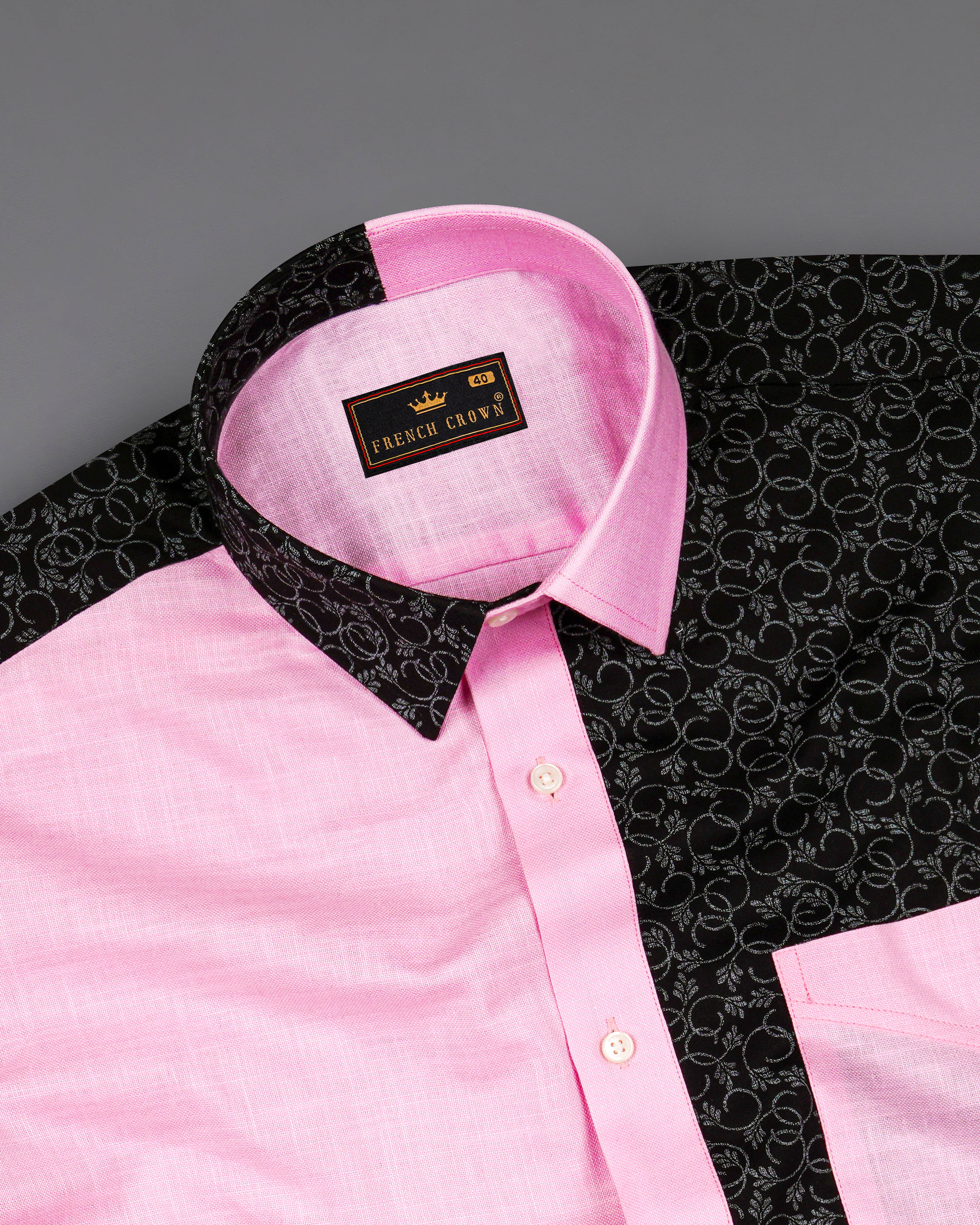 Chantilly Pink with Jade Black Ditsy Dobby Textured Premium Giza Cotton Designer Shirt 8113-P216-38, 8113-P216-H-38, 8113-P216-39, 8113-P216-H-39, 8113-P216-40, 8113-P216-H-40, 8113-P216-42, 8113-P216-H-42, 8113-P216-44, 8113-P216-H-44, 8113-P216-46, 8113-P216-H-46, 8113-P216-48, 8113-P216-H-48, 8113-P216-50, 8113-P216-H-50, 8113-P216-52, 8113-P216-H-52