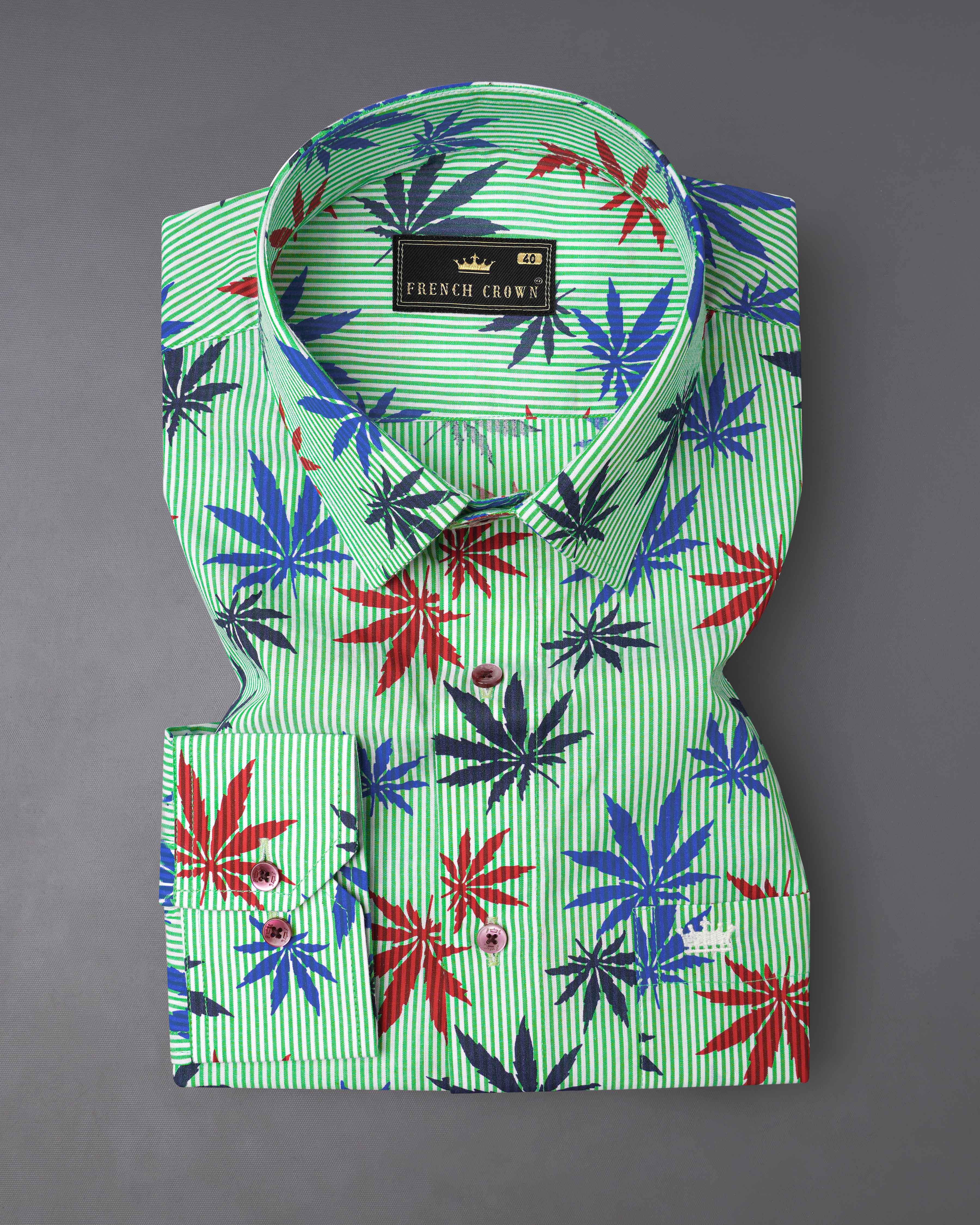 Pastel Green Pin Striped with Leaves Printed Premium Cotton Shirt 8128-MN-38, 8128-MN-H-38, 8128-MN-39, 8128-MN-H-39, 8128-MN-40, 8128-MN-H-40, 8128-MN-42, 8128-MN-H-42, 8128-MN-44, 8128-MN-H-44, 8128-MN-46, 8128-MN-H-46, 8128-MN-48, 8128-MN-H-48, 8128-MN-50, 8128-MN-H-50, 8128-MN-52, 8128-MN-H-52