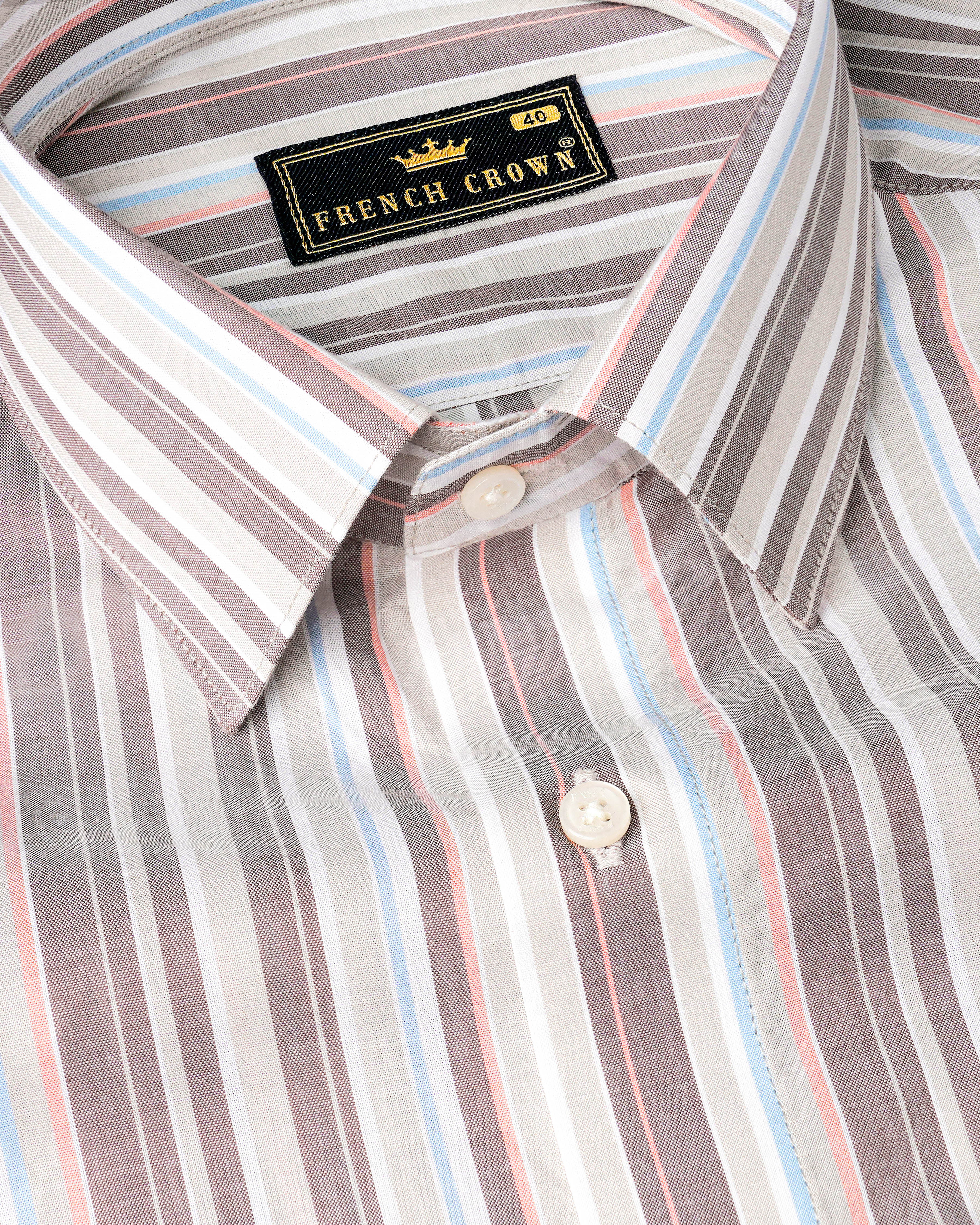 Oyster Gray with Hurricane Brown Multicolour Striped Premium Cotton Shirt 8135-38, 8135-H-38, 8135-39, 8135-H-39, 8135-40, 8135-H-40, 8135-42, 8135-H-42, 8135-44, 8135-H-44, 8135-46, 8135-H-46, 8135-48, 8135-H-48, 8135-50, 8135-H-50, 8135-52, 8135-H-52