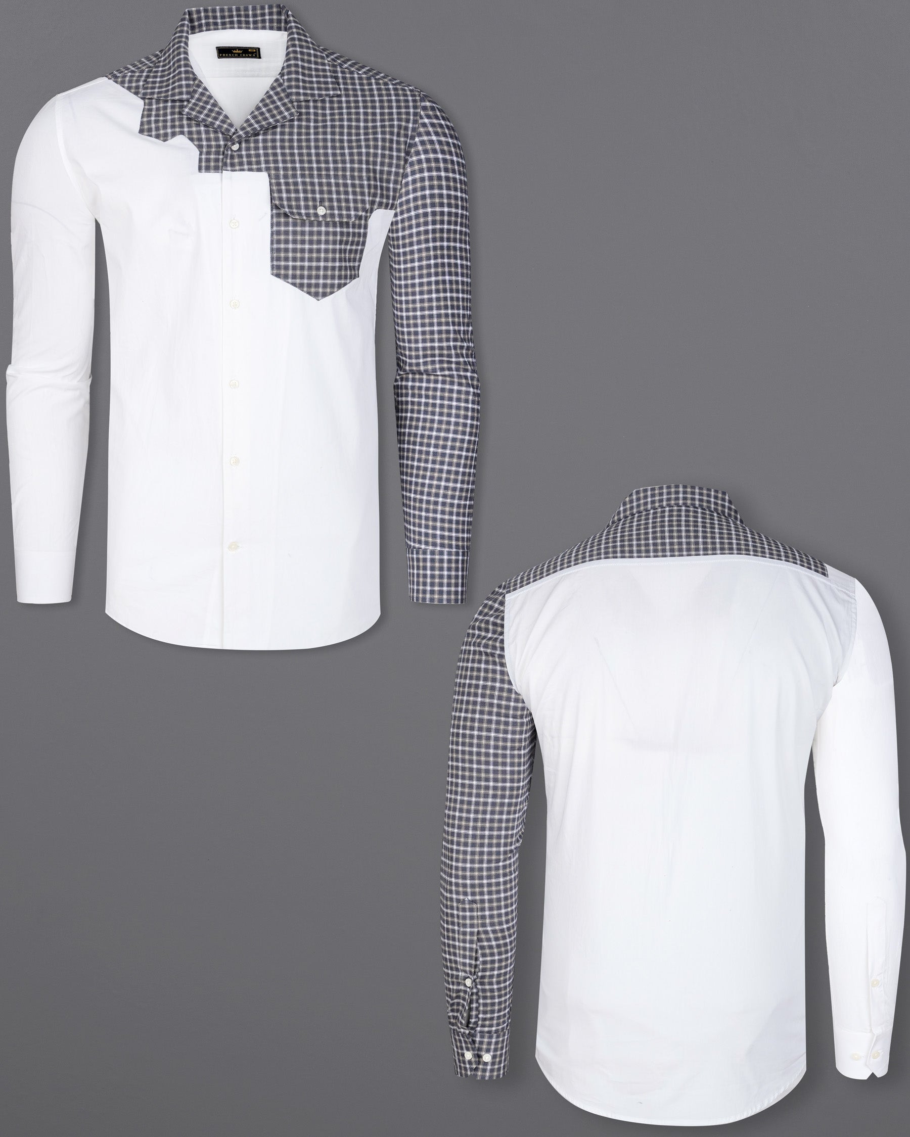 Bright White with Cadet Gray Checkered Super Soft Premium Cotton Designer Shirt 8136-CC-P188-38, 8136-CC-P188-H-38, 8136-CC-P188-39, 8136-CC-P188-H-39, 8136-CC-P188-40, 8136-CC-P188-H-40, 8136-CC-P188-42, 8136-CC-P188-H-42, 8136-CC-P188-44, 8136-CC-P188-H-44, 8136-CC-P188-46, 8136-CC-P188-H-46, 8136-CC-P188-48, 8136-CC-P188-H-48, 8136-CC-P188-50, 8136-CC-P188-H-50, 8136-CC-P188-52, 8136-CC-P188-H-52