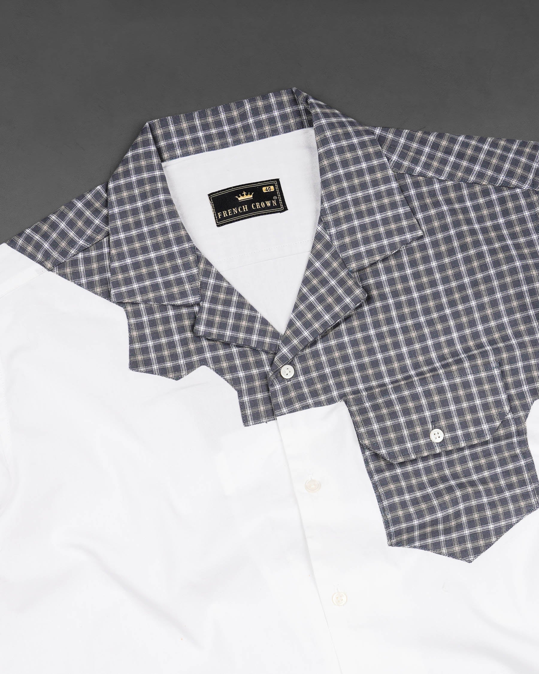 Bright White with Cadet Gray Checkered Super Soft Premium Cotton Designer Shirt 8136-CC-P188-38, 8136-CC-P188-H-38, 8136-CC-P188-39, 8136-CC-P188-H-39, 8136-CC-P188-40, 8136-CC-P188-H-40, 8136-CC-P188-42, 8136-CC-P188-H-42, 8136-CC-P188-44, 8136-CC-P188-H-44, 8136-CC-P188-46, 8136-CC-P188-H-46, 8136-CC-P188-48, 8136-CC-P188-H-48, 8136-CC-P188-50, 8136-CC-P188-H-50, 8136-CC-P188-52, 8136-CC-P188-H-52