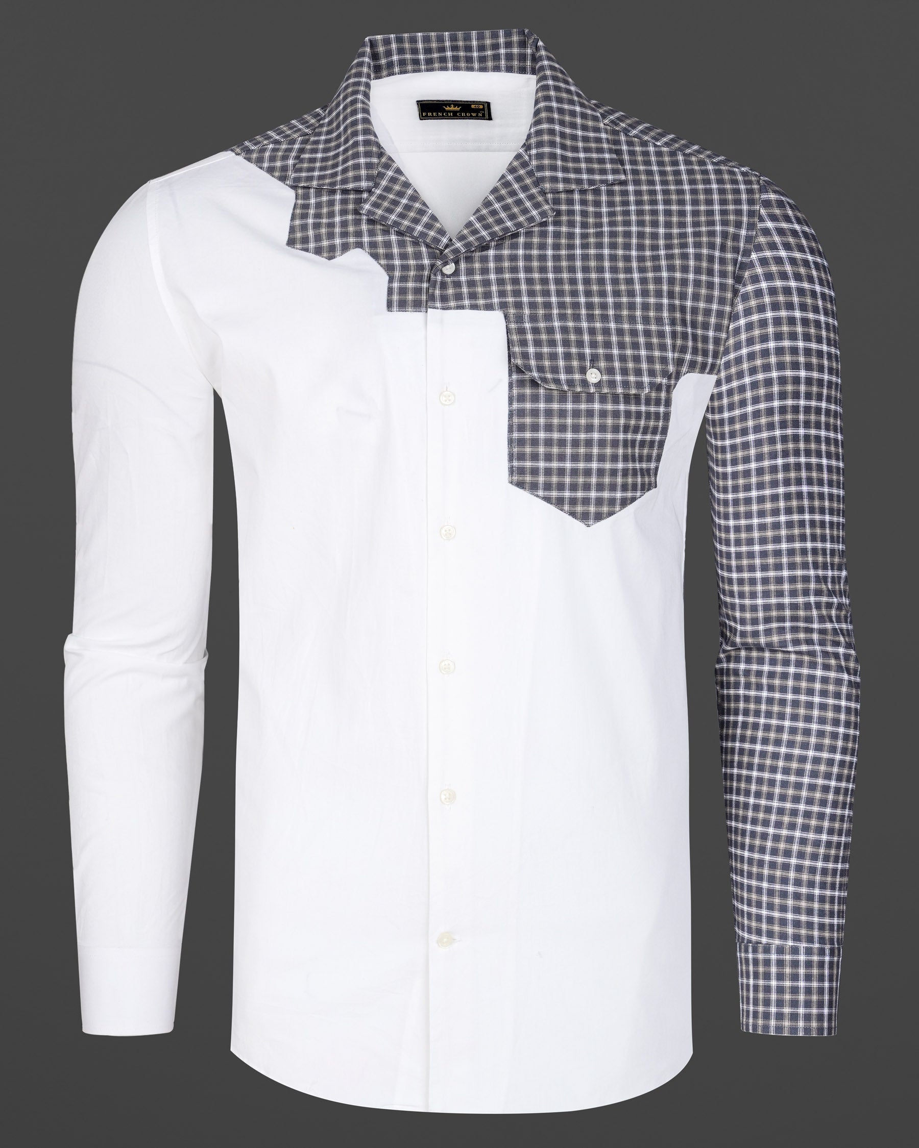 Bright White with Cadet Gray Checkered Super Soft Premium Cotton Designer Shirt 8136-CC-P188-38, 8136-CC-P188-H-38, 8136-CC-P188-39, 8136-CC-P188-H-39, 8136-CC-P188-40, 8136-CC-P188-H-40, 8136-CC-P188-42, 8136-CC-P188-H-42, 8136-CC-P188-44, 8136-CC-P188-H-44, 8136-CC-P188-46, 8136-CC-P188-H-46, 8136-CC-P188-48, 8136-CC-P188-H-48, 8136-CC-P188-50, 8136-CC-P188-H-50, 8136-CC-P188-52, 8136-CC-P188-H-52