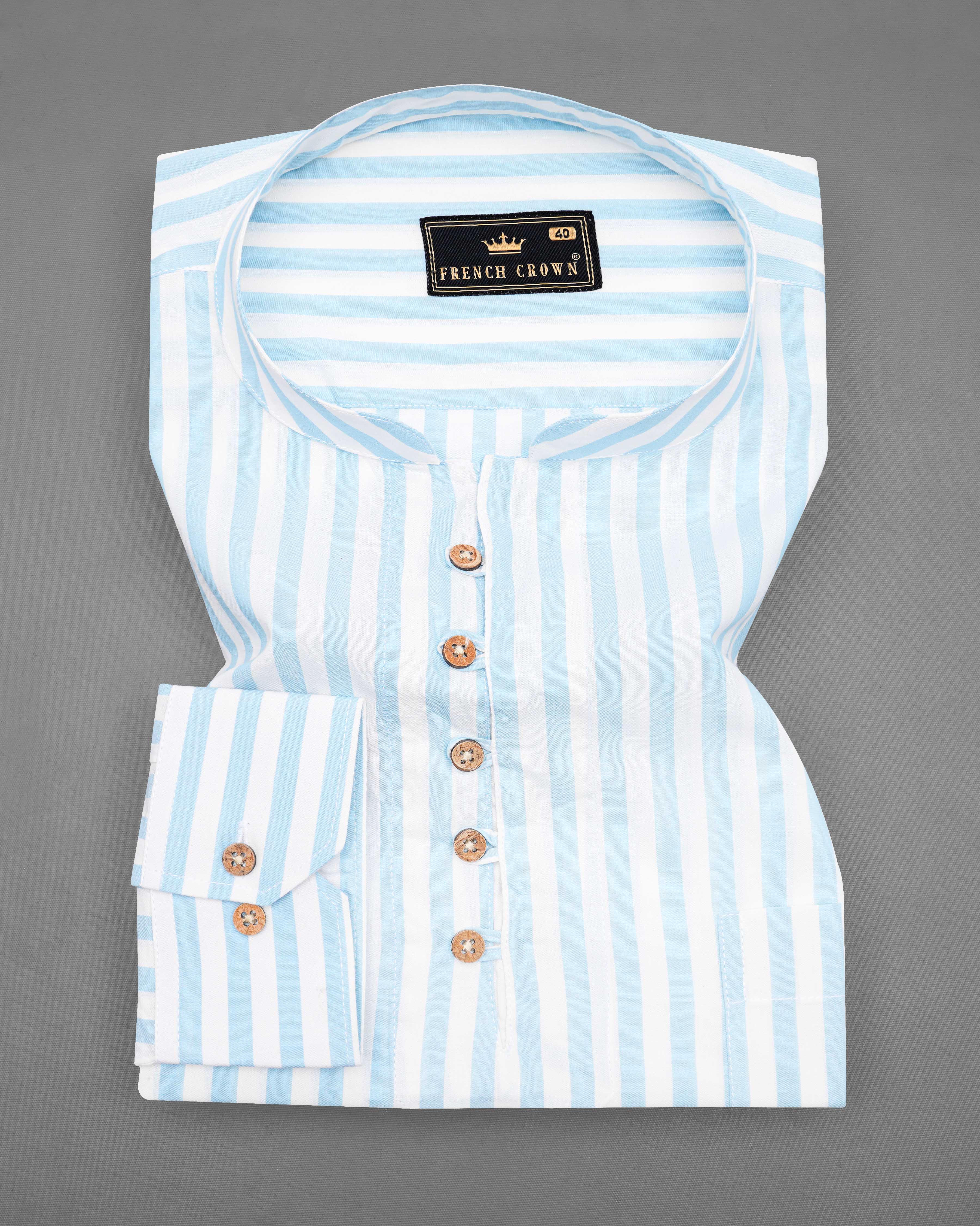 Bright White and Blizzard Blue Striped Premium Cotton Kurta Shirt 8140-KS-38, 8140-KS-H-38, 8140-KS-39, 8140-KS-H-39, 8140-KS-40, 8140-KS-H-40, 8140-KS-42, 8140-KS-H-42, 8140-KS-44, 8140-KS-H-44, 8140-KS-46, 8140-KS-H-46, 8140-KS-48, 8140-KS-H-48, 8140-KS-50, 8140-KS-H-50, 8140-KS-52, 8140-KS-H-52