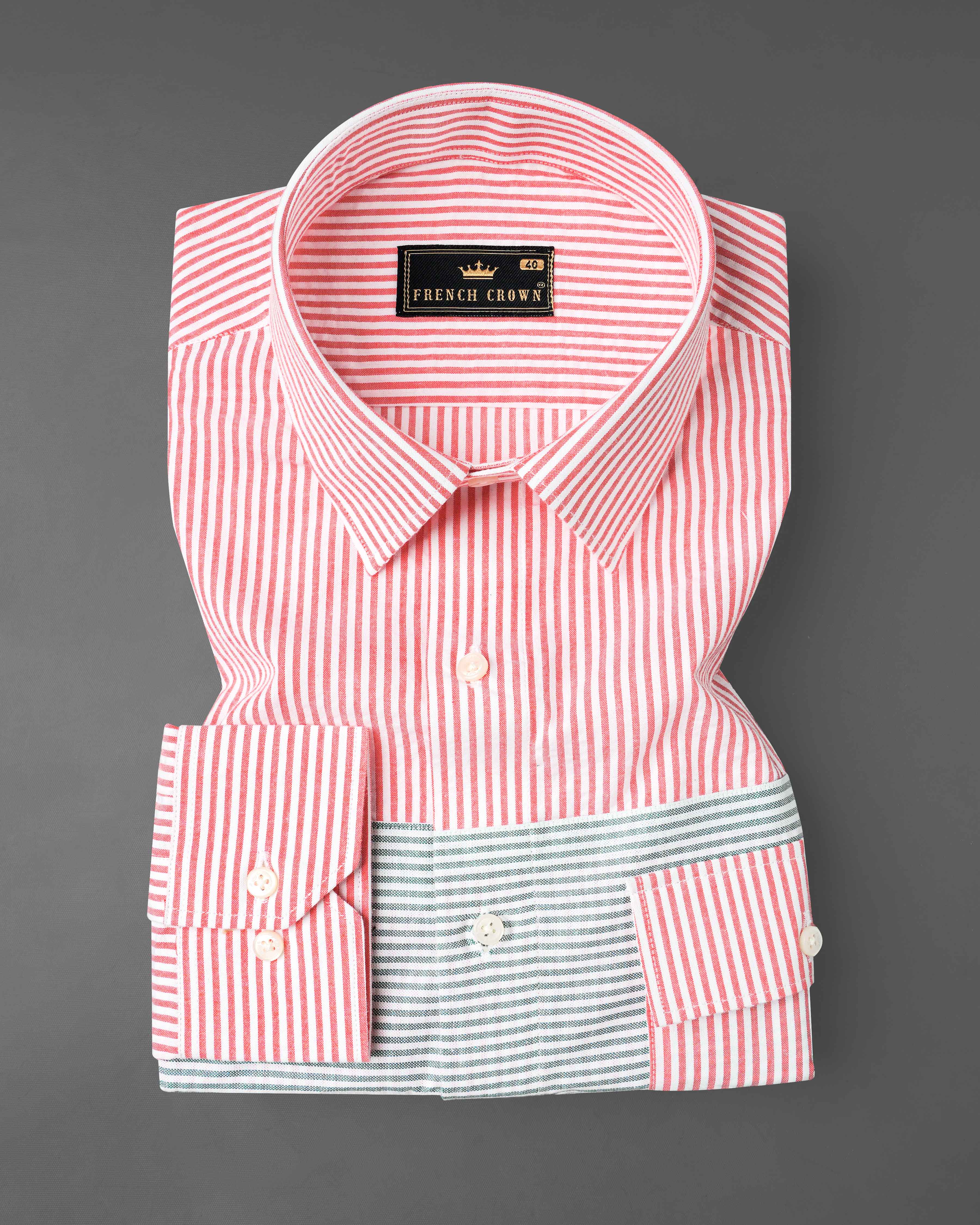 Carmine Pink with Cascade Green Striped Seersucker Giza Cotton Designer Shirt 8143-P108-38, 8143-P108-H-38, 8143-P108-39, 8143-P108-H-39, 8143-P108-40, 8143-P108-H-40, 8143-P108-42, 8143-P108-H-42, 8143-P108-44, 8143-P108-H-44, 8143-P108-46, 8143-P108-H-46, 8143-P108-48, 8143-P108-H-48, 8143-P108-50, 8143-P108-H-50, 8143-P108-52, 8143-P108-H-52 