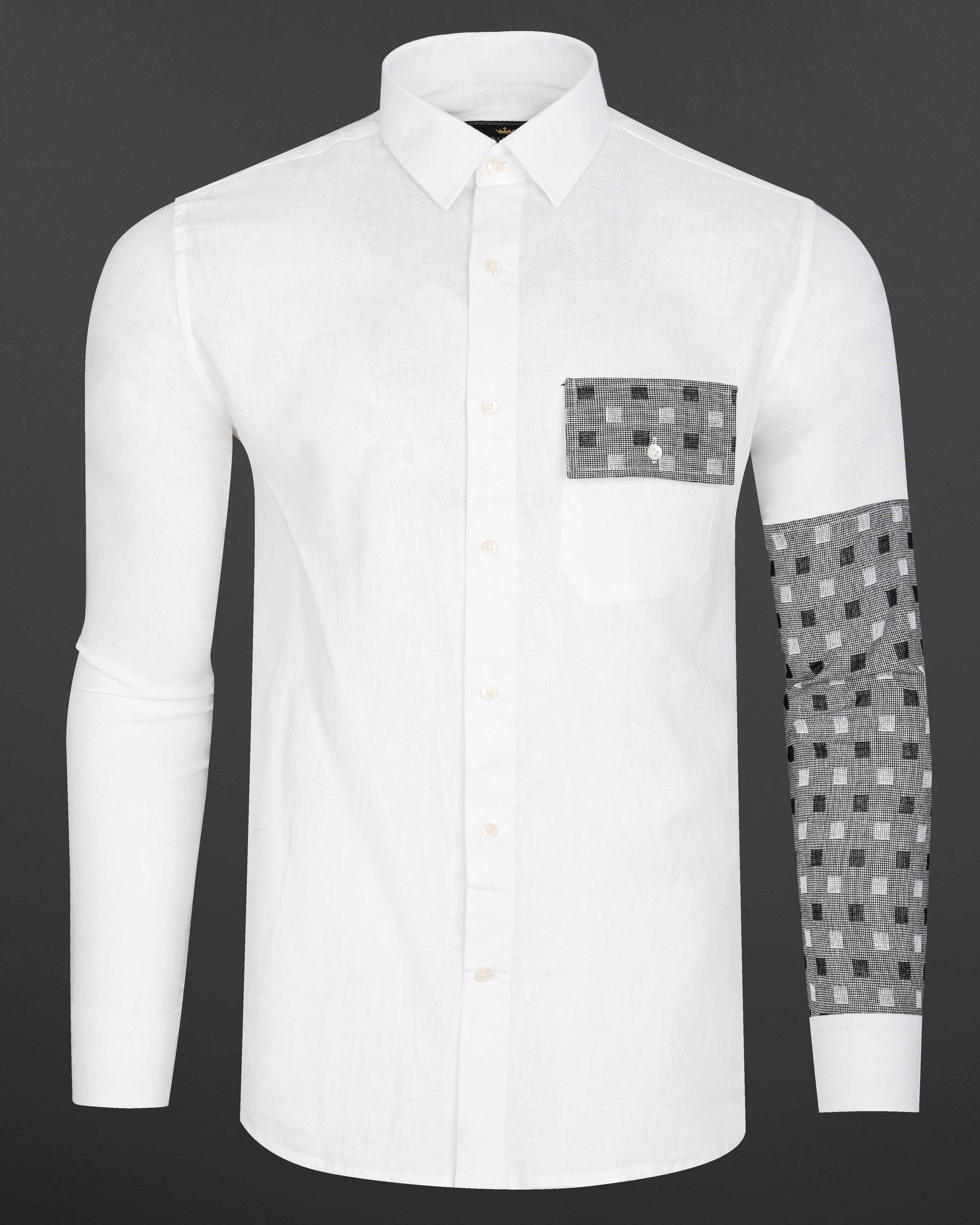 Bright White and Thunder Black Box Textured Luxurious Linen Designer Shirt 8161-P106-38, 8161-P106-H-38, 8161-P106-39, 8161-P106-H-39, 8161-P106-40, 8161-P106-H-40, 8161-P106-42, 8161-P106-H-42, 8161-P106-44, 8161-P106-H-44, 8161-P106-46, 8161-P106-H-46, 8161-P106-48, 8161-P106-H-48, 8161-P106-50, 8161-P106-H-50, 8161-P106-52, 8161-P106-H-52