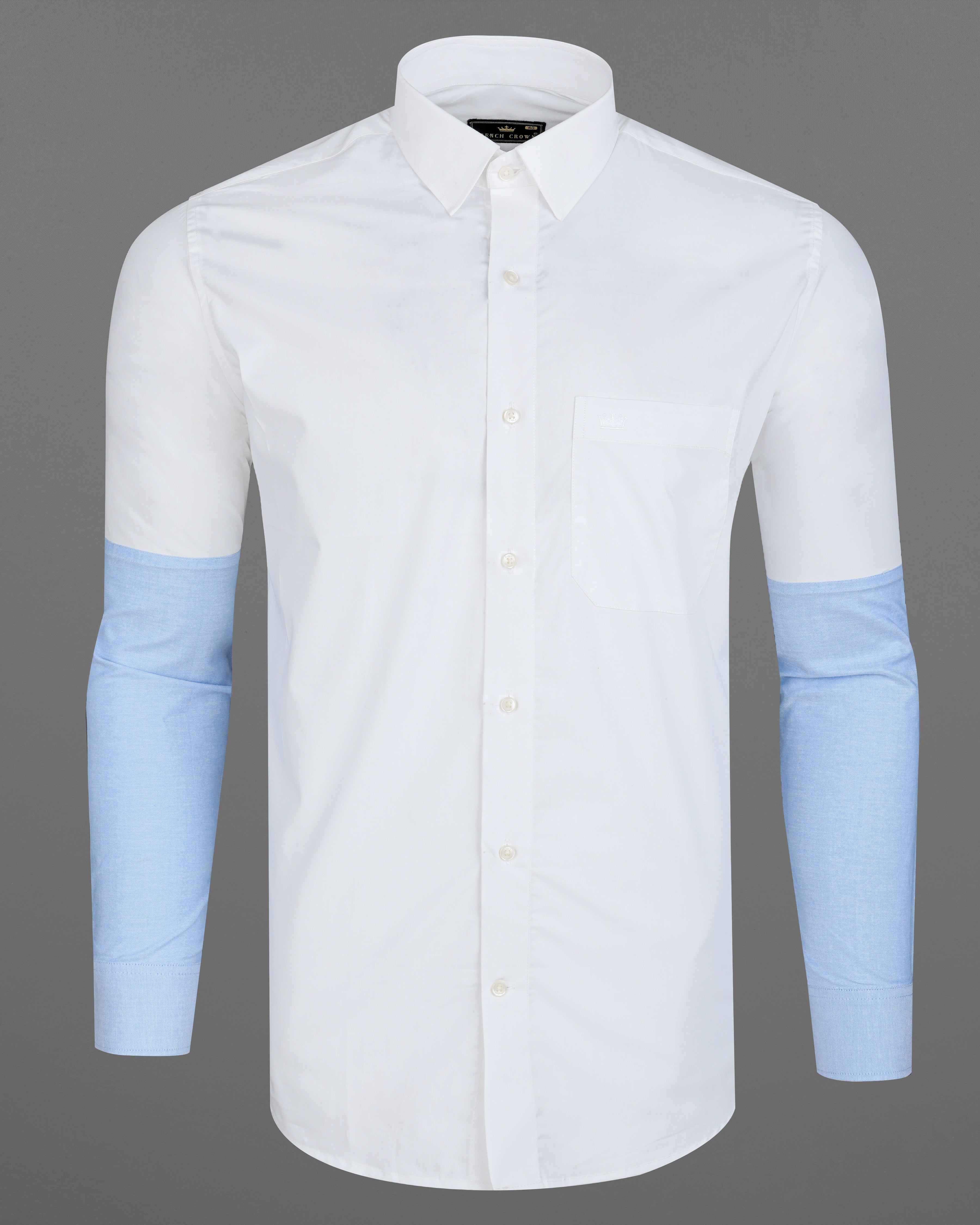 Bright White and Spindle Blue Half Coloured Sleeves Premium Cotton Designer Shirt 8168-P204-38, 8168-P204-H-38, 8168-P204-39, 8168-P204-H-39, 8168-P204-40, 8168-P204-H-40, 8168-P204-42, 8168-P204-H-42, 8168-P204-44, 8168-P204-H-44, 8168-P204-46, 8168-P204-H-46, 8168-P204-48, 8168-P204-H-48, 8168-P204-50, 8168-P204-H-50, 8168-P204-52, 8168-P204-H-52