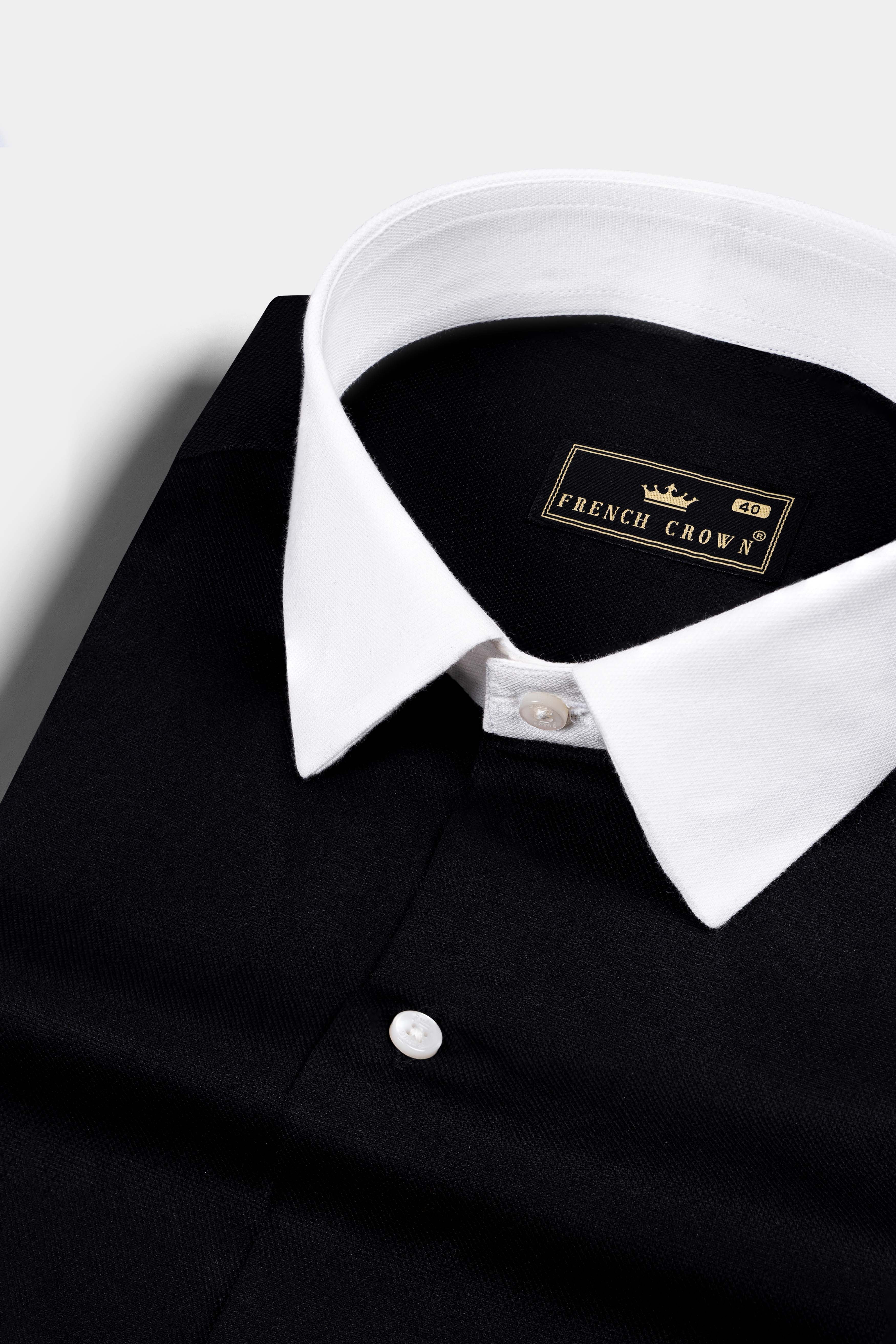 Jade Black with white cuff-collar Premium Cotton shirt