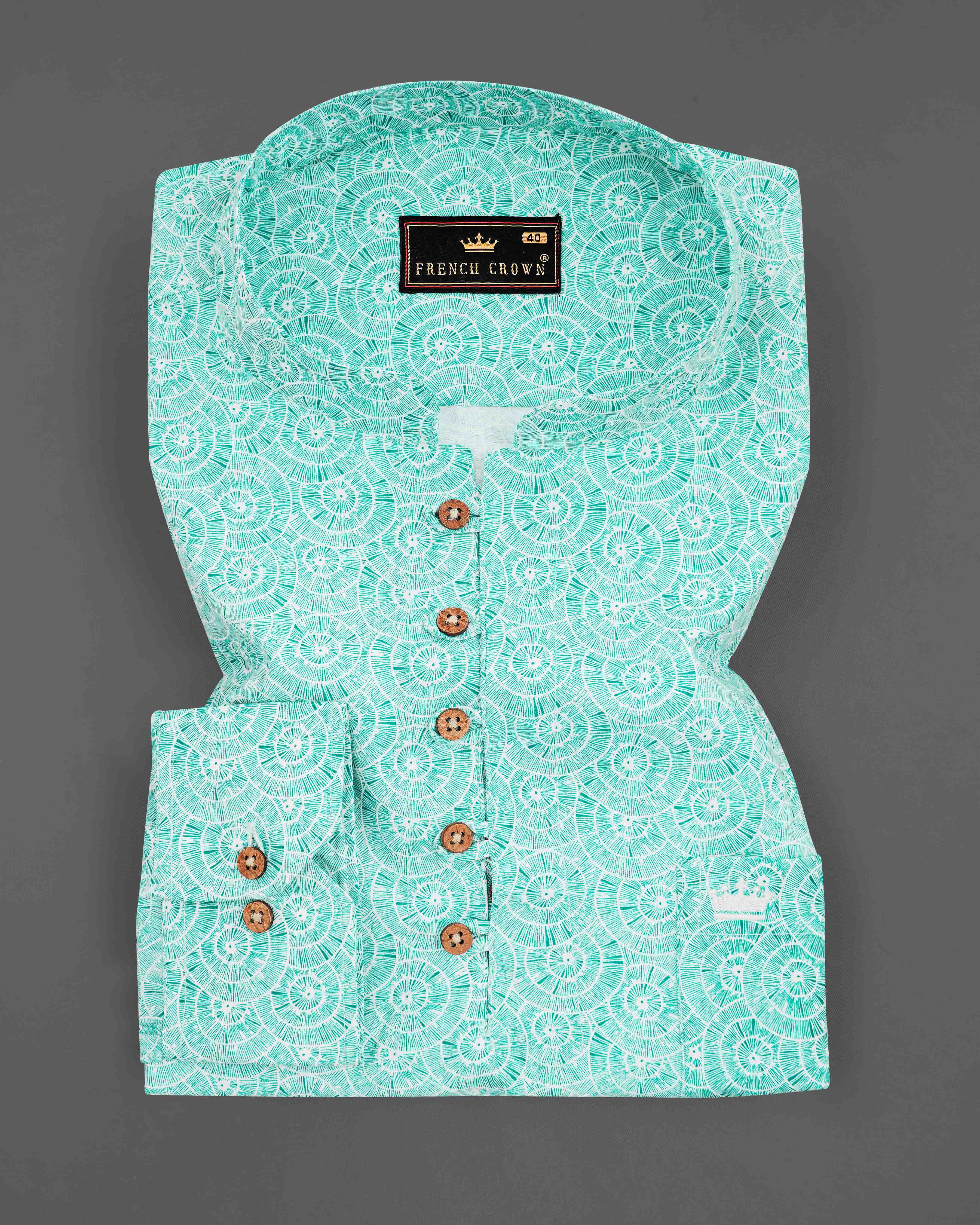 Turquoise Aqua Green Japanese Printed Premium Cotton Kurta Shirt 8179-KS-38, 8179-KS-H-38, 8179-KS-39, 8179-KS-H-39, 8179-KS-40, 8179-KS-H-40, 8179-KS-42, 8179-KS-H-42, 8179-KS-44, 8179-KS-H-44, 8179-KS-46, 8179-KS-H-46, 8179-KS-48, 8179-KS-H-48, 8179-KS-50, 8179-KS-H-50, 8179-KS-52, 8179-KS-H-52