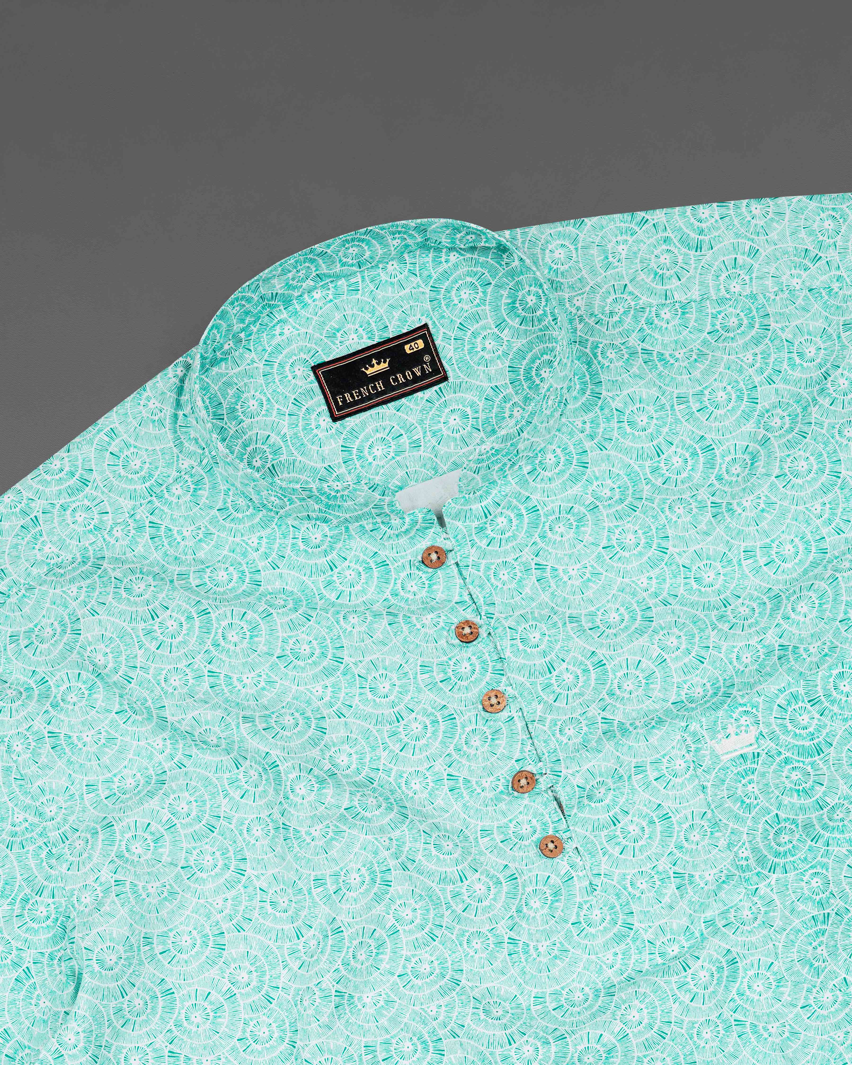 Turquoise Aqua Green Japanese Printed Premium Cotton Kurta Shirt 8179-KS-38, 8179-KS-H-38, 8179-KS-39, 8179-KS-H-39, 8179-KS-40, 8179-KS-H-40, 8179-KS-42, 8179-KS-H-42, 8179-KS-44, 8179-KS-H-44, 8179-KS-46, 8179-KS-H-46, 8179-KS-48, 8179-KS-H-48, 8179-KS-50, 8179-KS-H-50, 8179-KS-52, 8179-KS-H-52