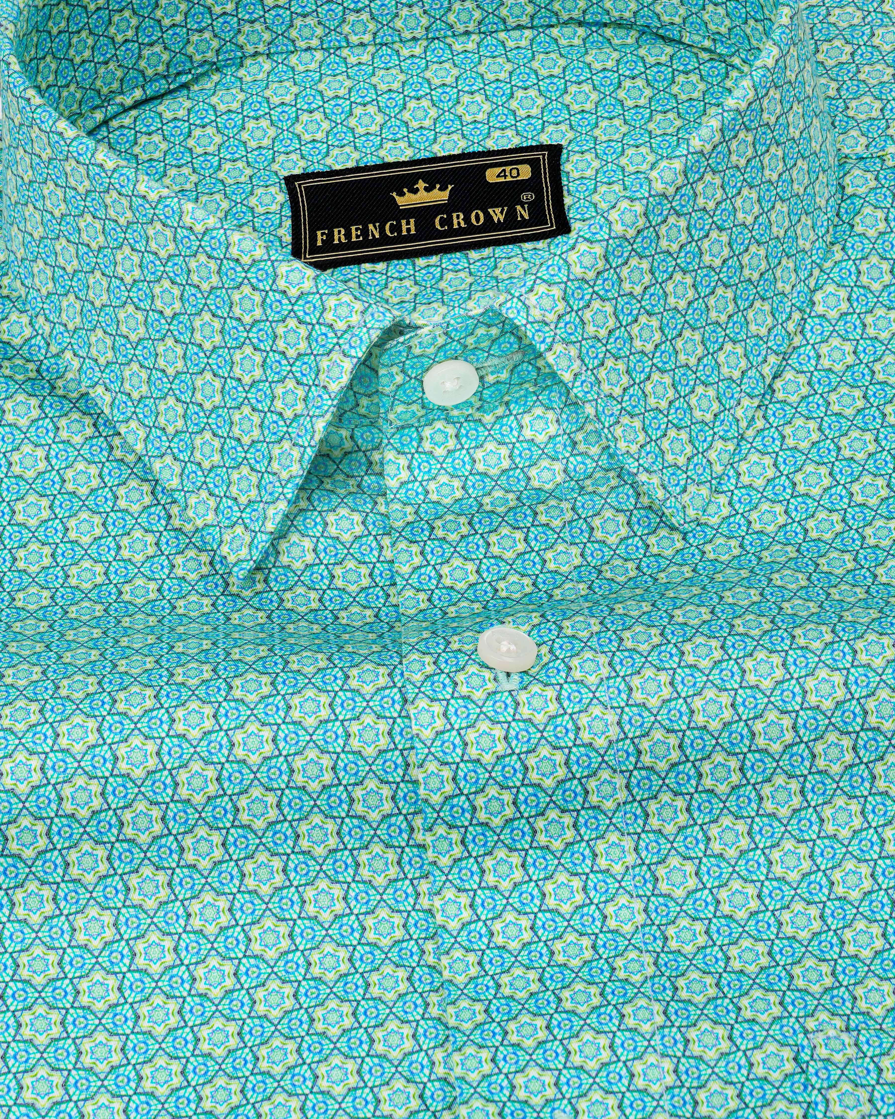 Dark Cyan Aqua Blue Printed Super Soft Premium Cotton Shirt 8184-38, 8184-H-38, 8184-39, 8184-H-39, 8184-40, 8184-H-40, 8184-42, 8184-H-42, 8184-44, 8184-H-44, 8184-46, 8184-H-46, 8184-48, 8184-H-48, 8184-50, 8184-H-50, 8184-52, 8184-H-52