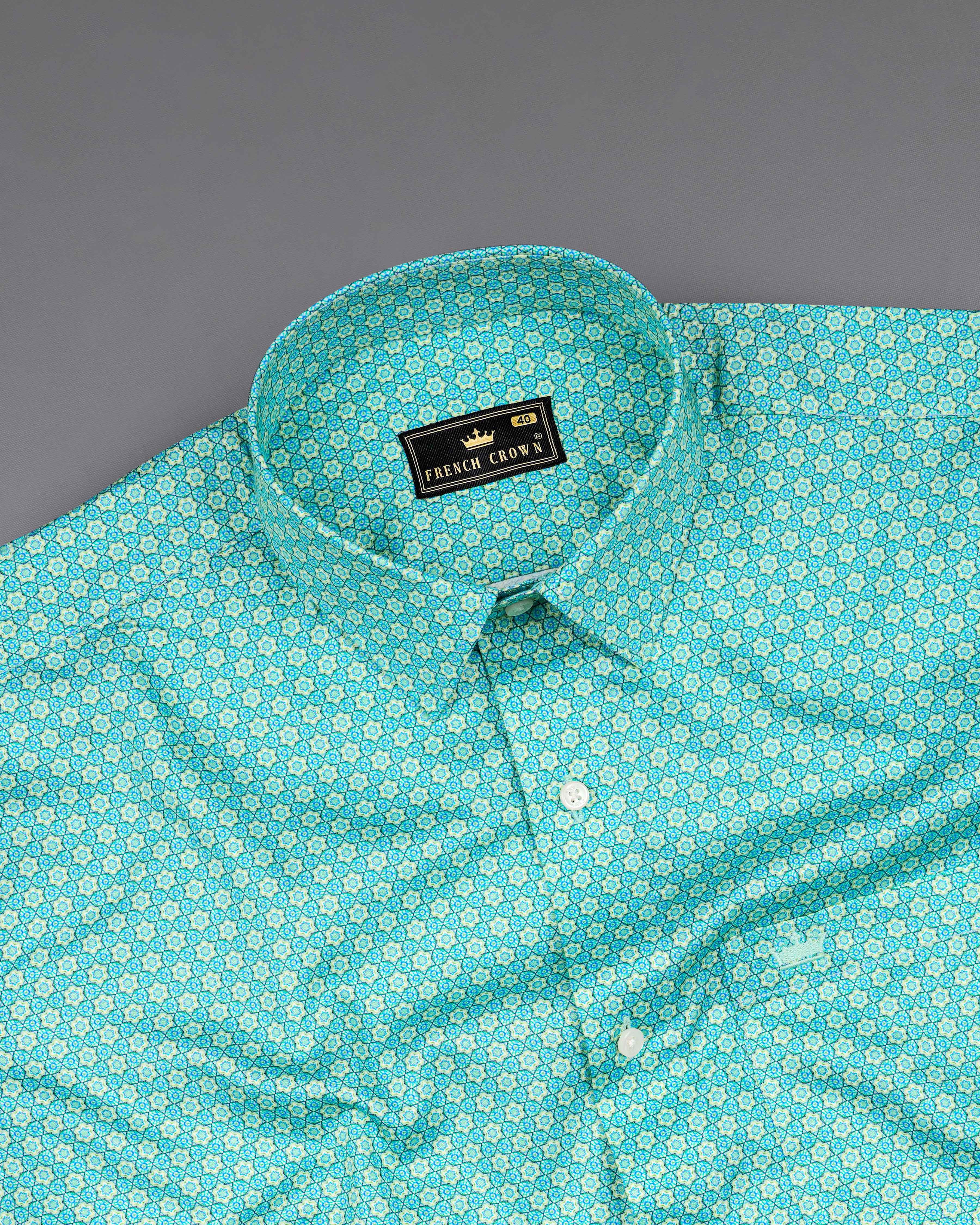 Dark Cyan Aqua Blue Printed Super Soft Premium Cotton Shirt 8184-38, 8184-H-38, 8184-39, 8184-H-39, 8184-40, 8184-H-40, 8184-42, 8184-H-42, 8184-44, 8184-H-44, 8184-46, 8184-H-46, 8184-48, 8184-H-48, 8184-50, 8184-H-50, 8184-52, 8184-H-52