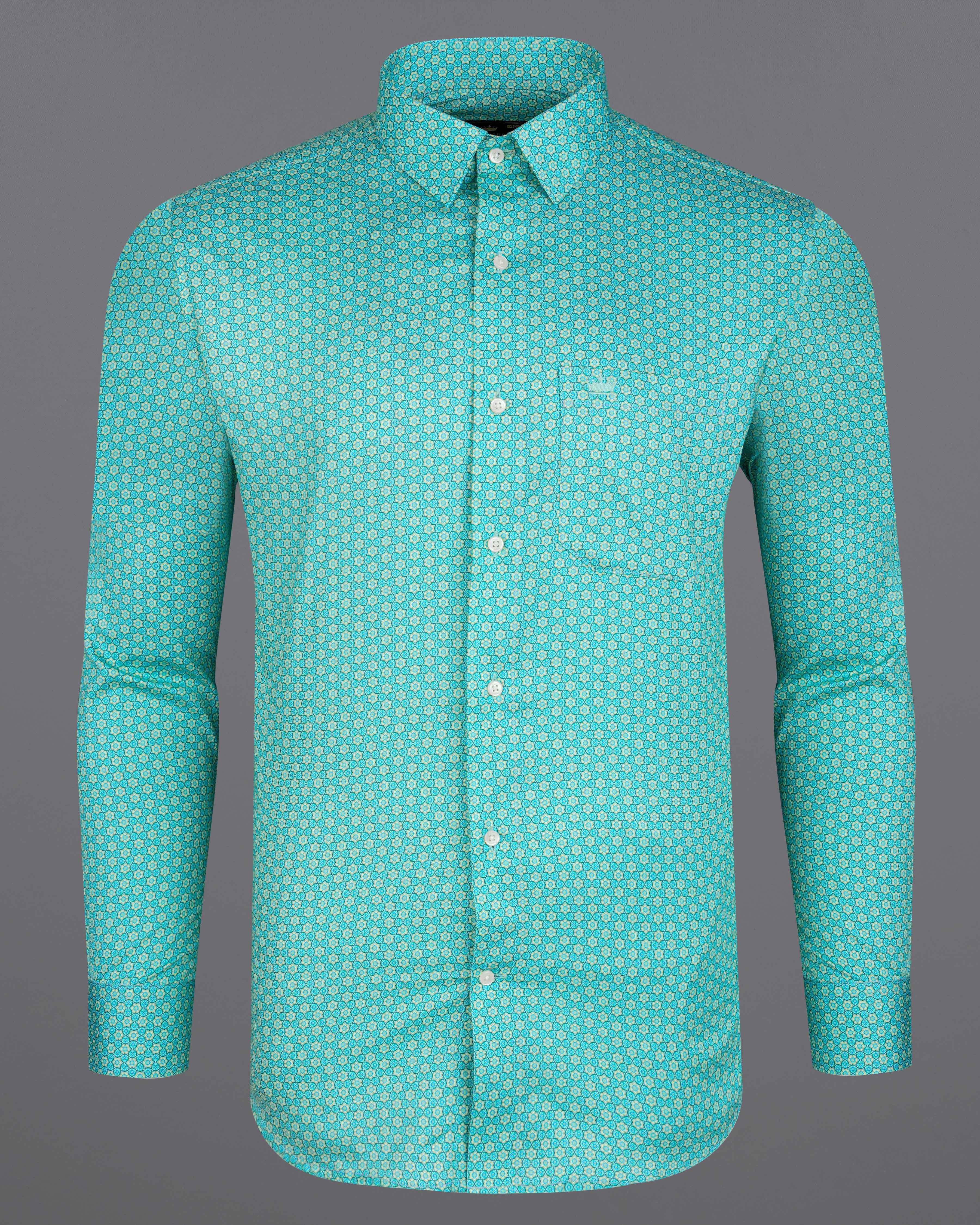 Dark Cyan Aqua Blue Printed Super Soft Premium Cotton Shirt 8184-38, 8184-H-38, 8184-39, 8184-H-39, 8184-40, 8184-H-40, 8184-42, 8184-H-42, 8184-44, 8184-H-44, 8184-46, 8184-H-46, 8184-48, 8184-H-48, 8184-50, 8184-H-50, 8184-52, 8184-H-52