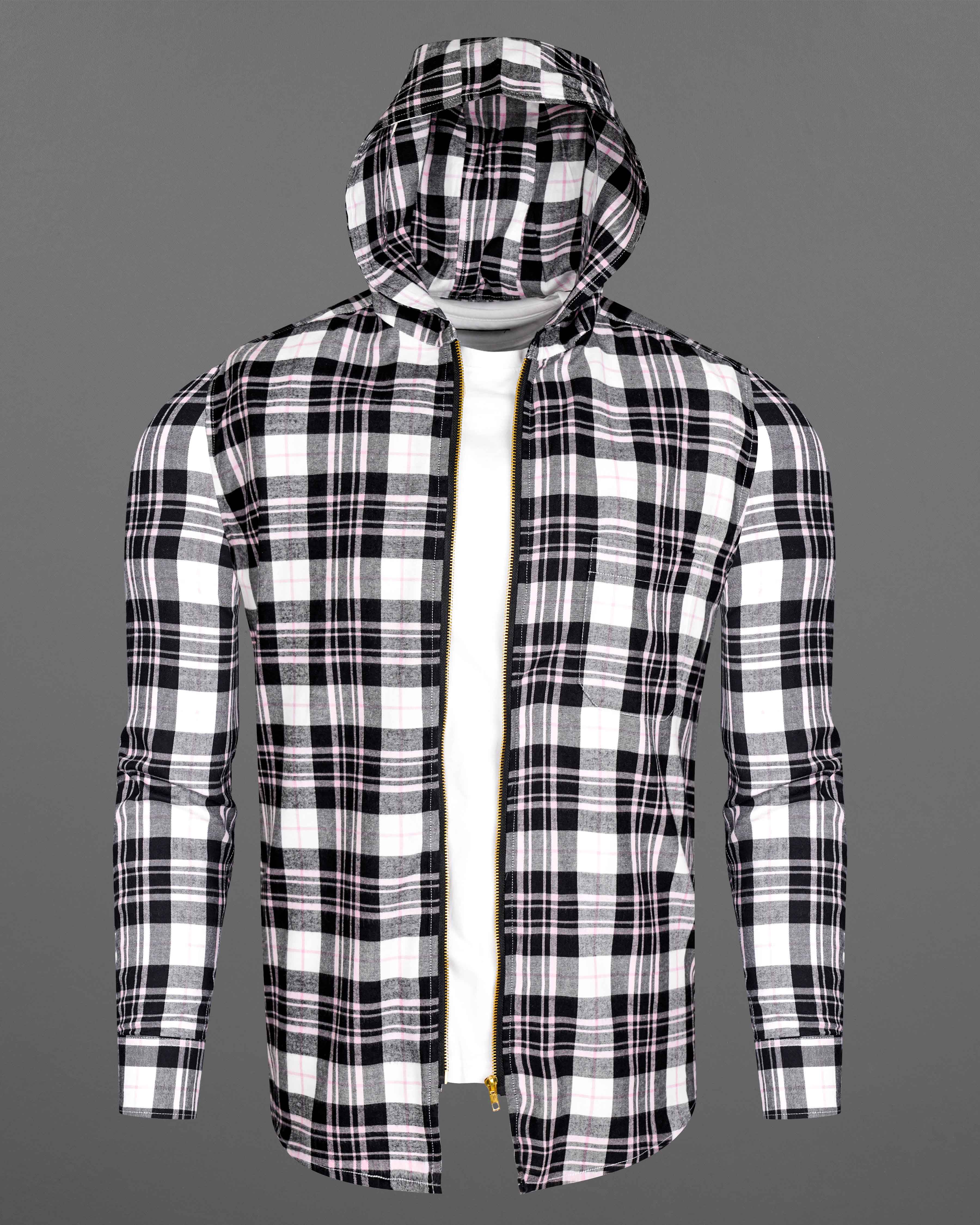 Bright White and Jade Black Plaid Hoodie Flannel Zipper Closure Shirt 8188-HD-38, 8188-HD-H-38, 8188-HD-39, 8188-HD-H-39, 8188-HD-40, 8188-HD-H-40, 8188-HD-42, 8188-HD-H-42, 8188-HD-44, 8188-HD-H-44, 8188-HD-46, 8188-HD-H-46, 8188-HD-48, 8188-HD-H-48, 8188-HD-50, 8188-HD-H-50, 8188-HD-52, 8188-HD-H-52