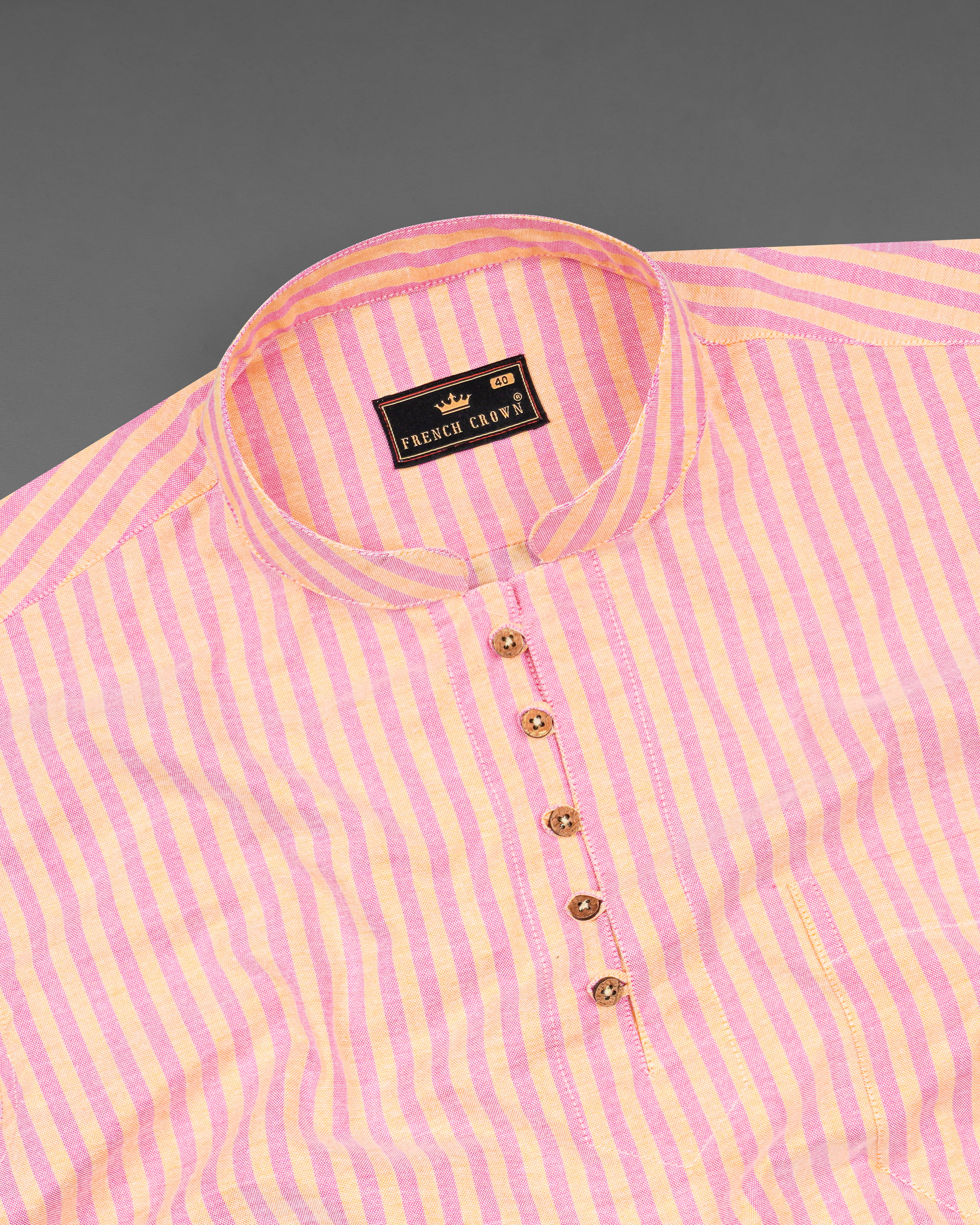 Marzipan Yellow and Pastel Pink Striped Royal Oxford Kurta Shirt 8201-KS -38,8201-KS -H-38,8201-KS -39,8201-KS -H-39,8201-KS -40,8201-KS -H-40,8201-KS -42,8201-KS -H-42,8201-KS -44,8201-KS -H-44,8201-KS -46,8201-KS -H-46,8201-KS -48,8201-KS -H-48,8201-KS -50,8201-KS -H-50,8201-KS -52,8201-KS -H-52