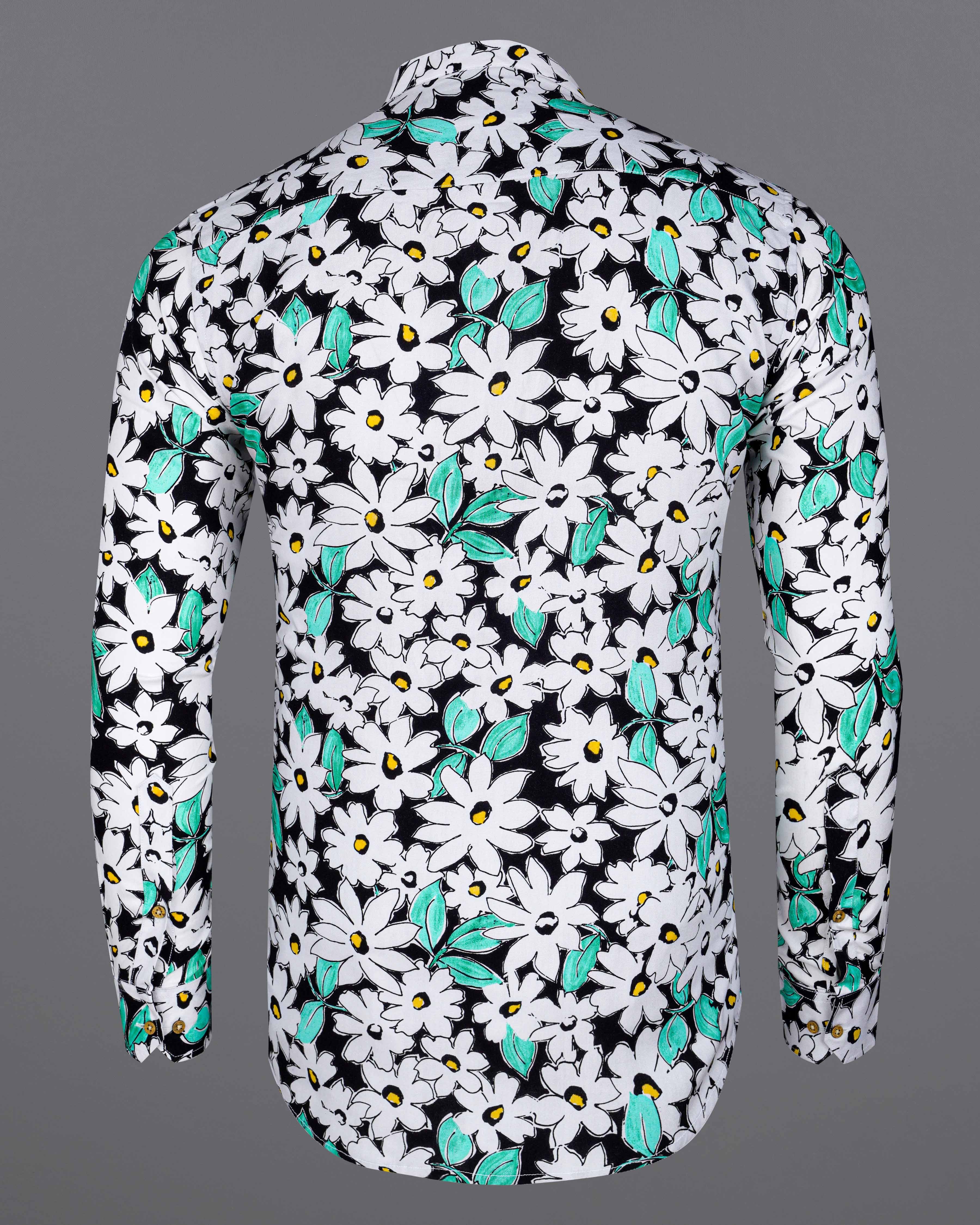 Bright White and Jade Black Floral Printed Premium Tencel Kurta Shirt 8202-KS -38,8202-KS -H-38,8202-KS -39,8202-KS -H-39,8202-KS -40,8202-KS -H-40,8202-KS -42,8202-KS -H-42,8202-KS -44,8202-KS -H-44,8202-KS -46,8202-KS -H-46,8202-KS -48,8202-KS -H-48,8202-KS -50,8202-KS -H-50,8202-KS -52,8202-KS -H-52