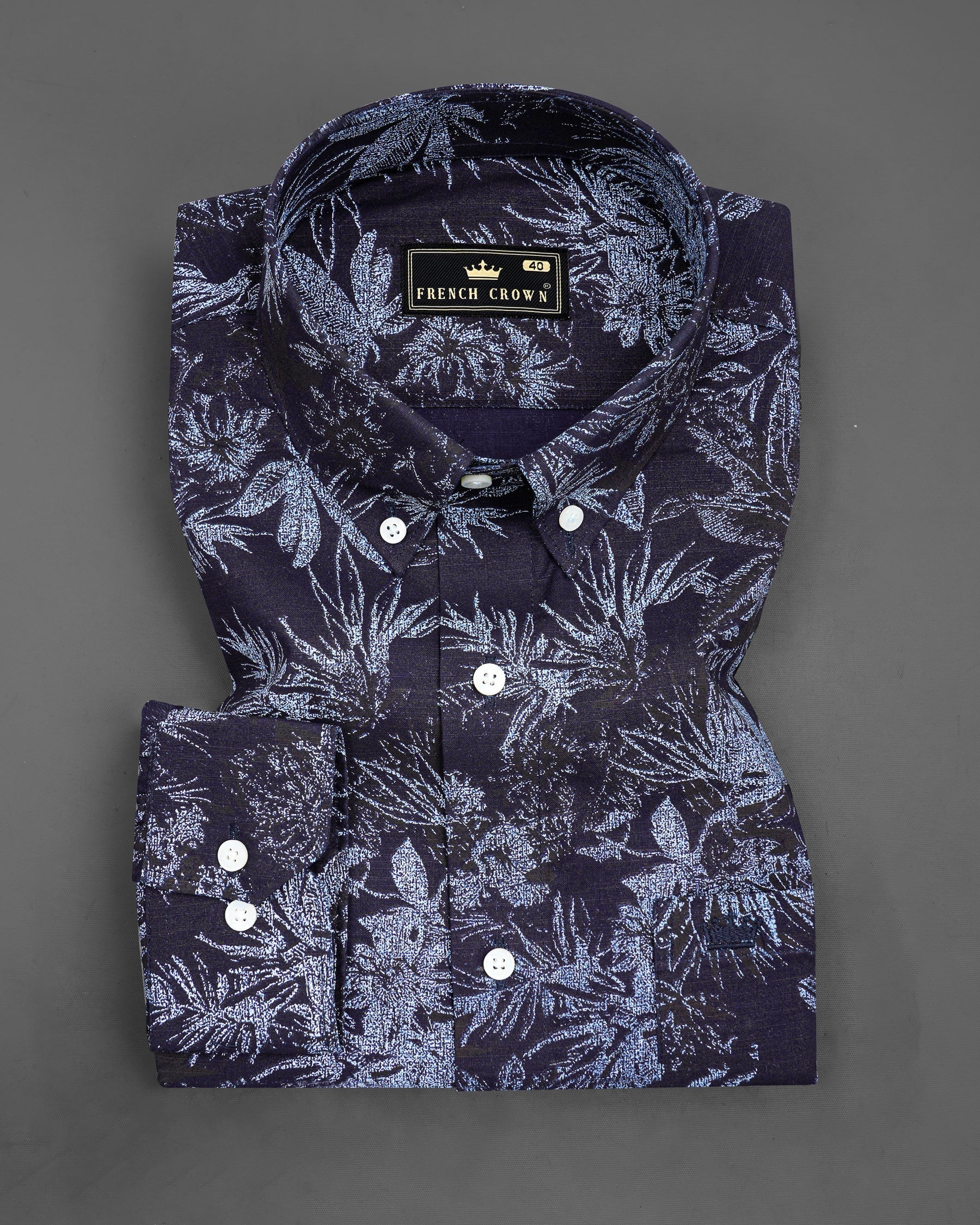 Blackcurrant Navy Blue with Ship Cove Blue Floral Chambray Textured Premium Cotton Shirt 8238-BD-38,8238-BD-H-38,8238-BD-39,8238-BD-H-39,8238-BD-40,8238-BD-H-40,8238-BD-42,8238-BD-H-42,8238-BD-44,8238-BD-H-44,8238-BD-46,8238-BD-H-46,8238-BD-48,8238-BD-H-48,8238-BD-50,8238-BD-H-50,8238-BD-52,8238-BD-H-52