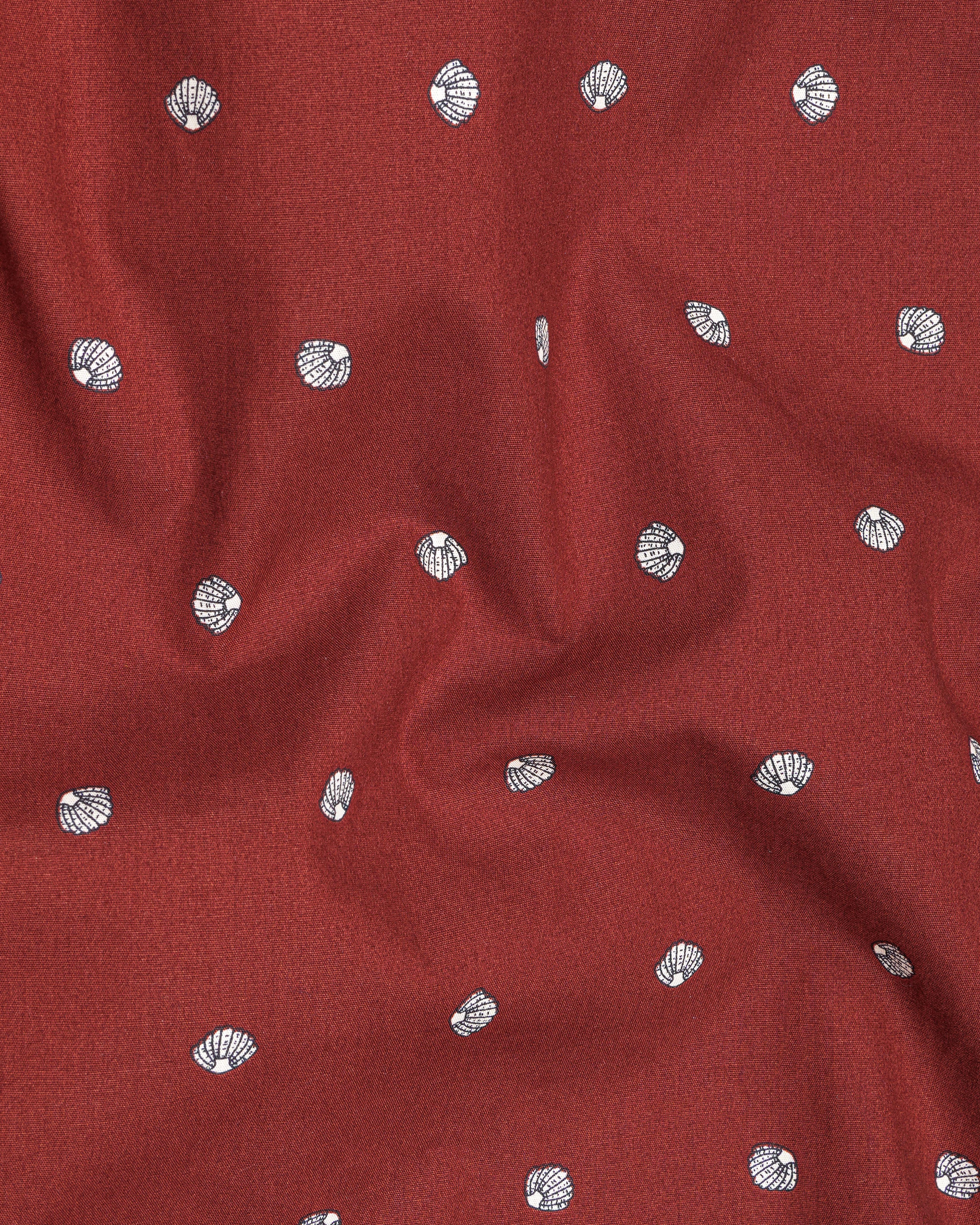 Sanguine Red Sea Shells Printed Premium Cotton Shirt 8244-38,8244-H-38,8244-39,8244-H-39,8244-40,8244-H-40,8244-42,8244-H-42,8244-44,8244-H-44,8244-46,8244-H-46,8244-48,8244-H-48,8244-50,8244-H-50,8244-52,8244-H-52