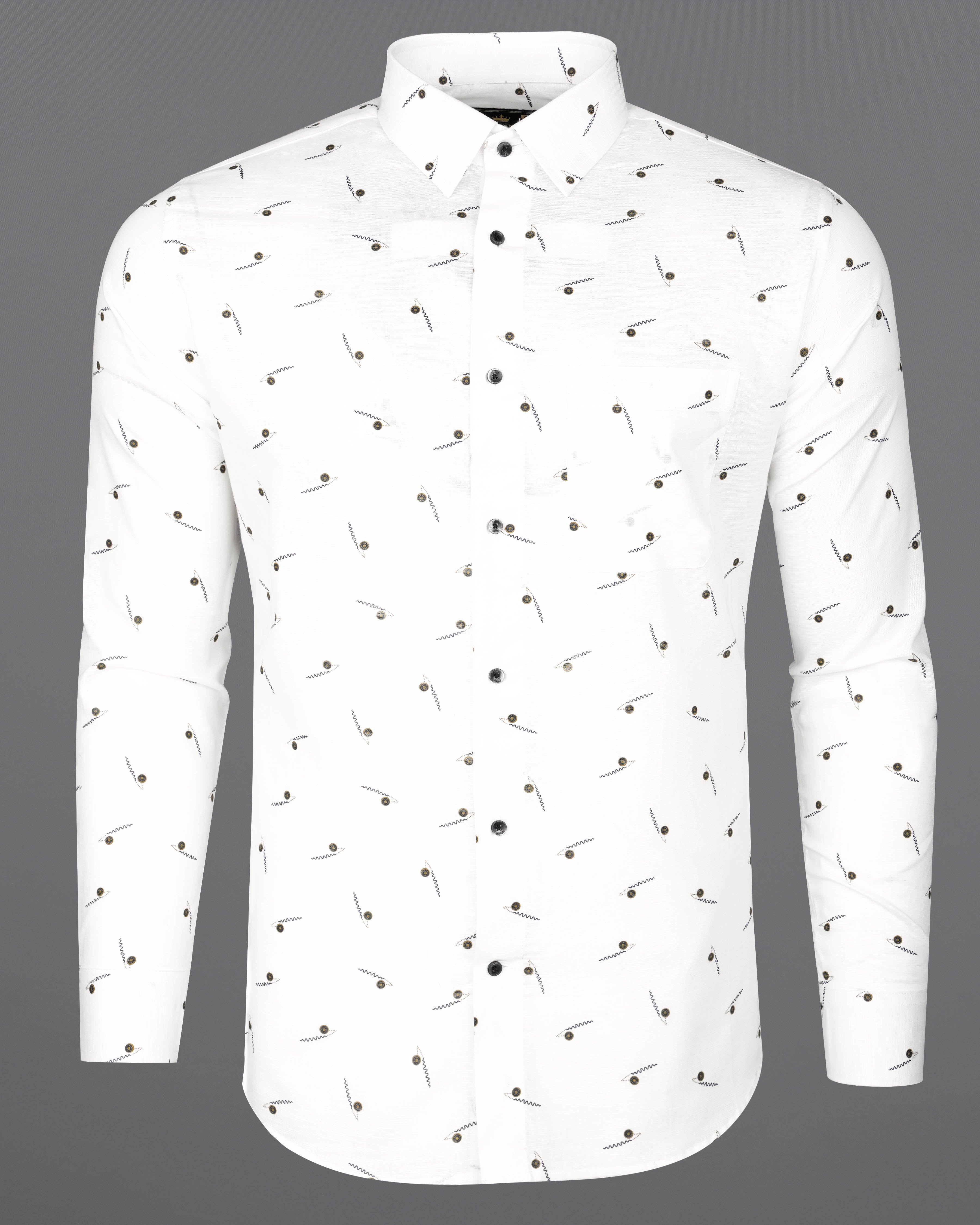 Bright White Printed Luxurious Linen Shirt 8264-BLK-38, 8264-BLK-H-38, 8264-BLK-39, 8264-BLK-H-39, 8264-BLK-40, 8264-BLK-H-40, 8264-BLK-42, 8264-BLK-H-42, 8264-BLK-44, 8264-BLK-H-44, 8264-BLK-46, 8264-BLK-H-46, 8264-BLK-48, 8264-BLK-H-48, 8264-BLK-50, 8264-BLK-H-50, 8264-BLK-52, 8264-BLK-H-52