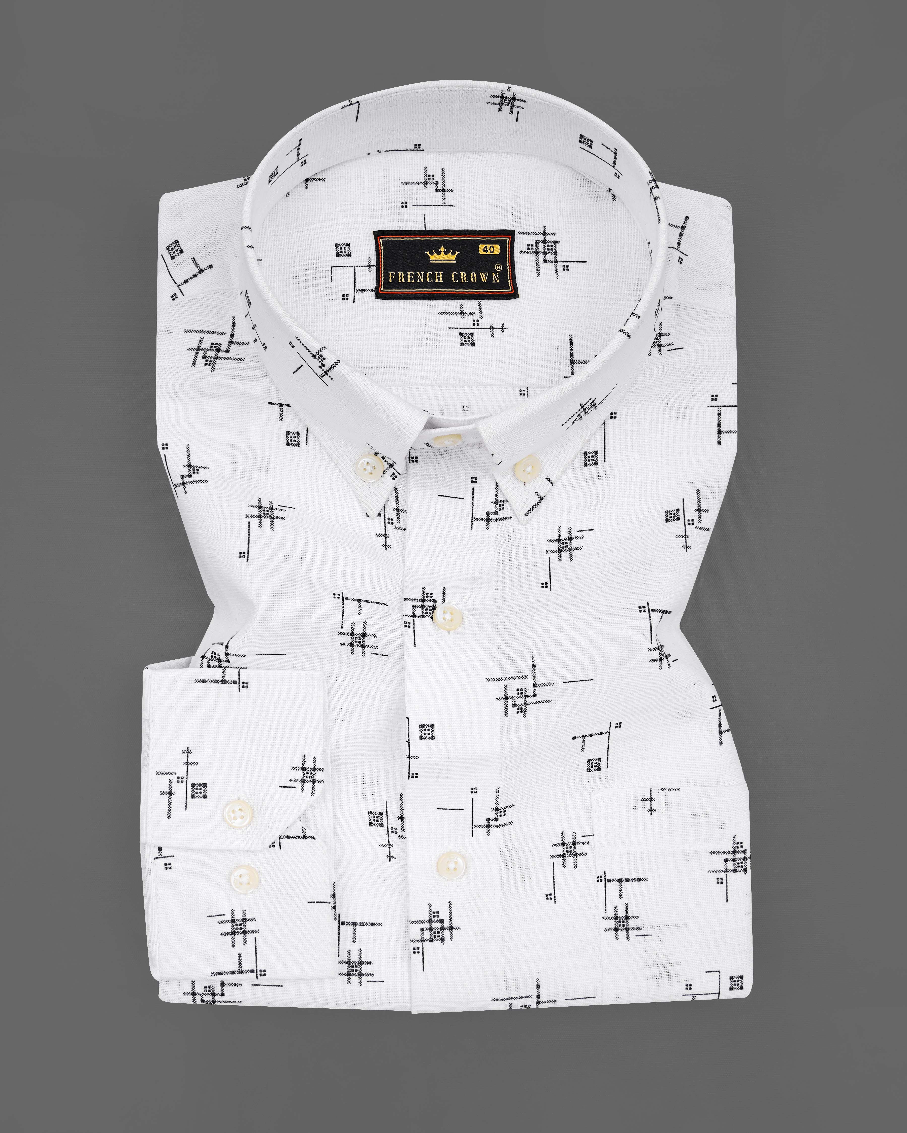 Bright White with Jade Black Printed Luxurious Linen Shirt 8266-BD-38, 8266-BD-H-38, 8266-BD-39, 8266-BD-H-39, 8266-BD-40, 8266-BD-H-40, 8266-BD-42, 8266-BD-H-42, 8266-BD-44, 8266-BD-H-44, 8266-BD-46, 8266-BD-H-46, 8266-BD-48, 8266-BD-H-48, 8266-BD-50, 8266-BD-H-50, 8266-BD-52, 8266-BD-H-52