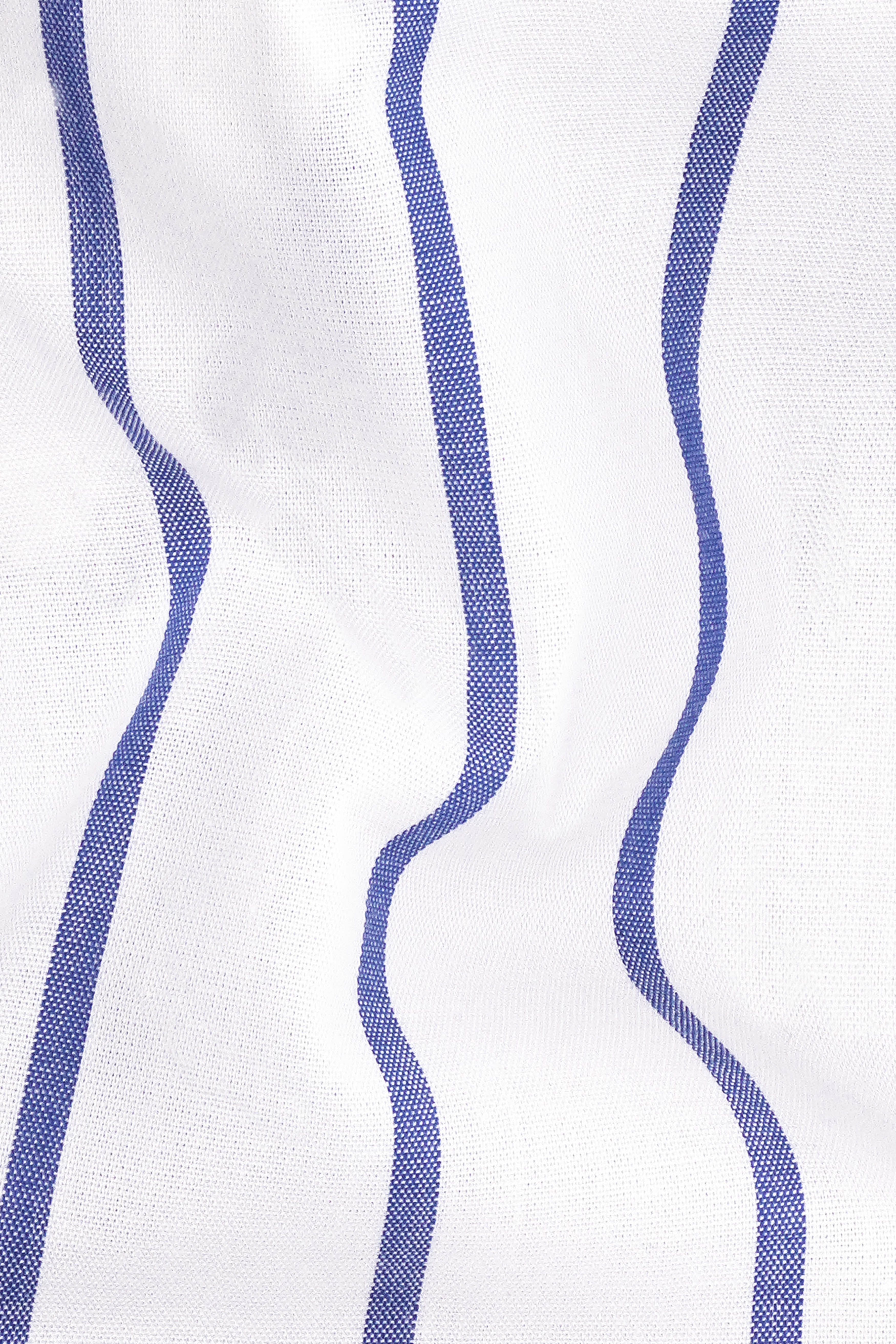 Bright White and Waikawa Blue Striped with Funky Printed Premium Cotton Designer Kurta Shirt