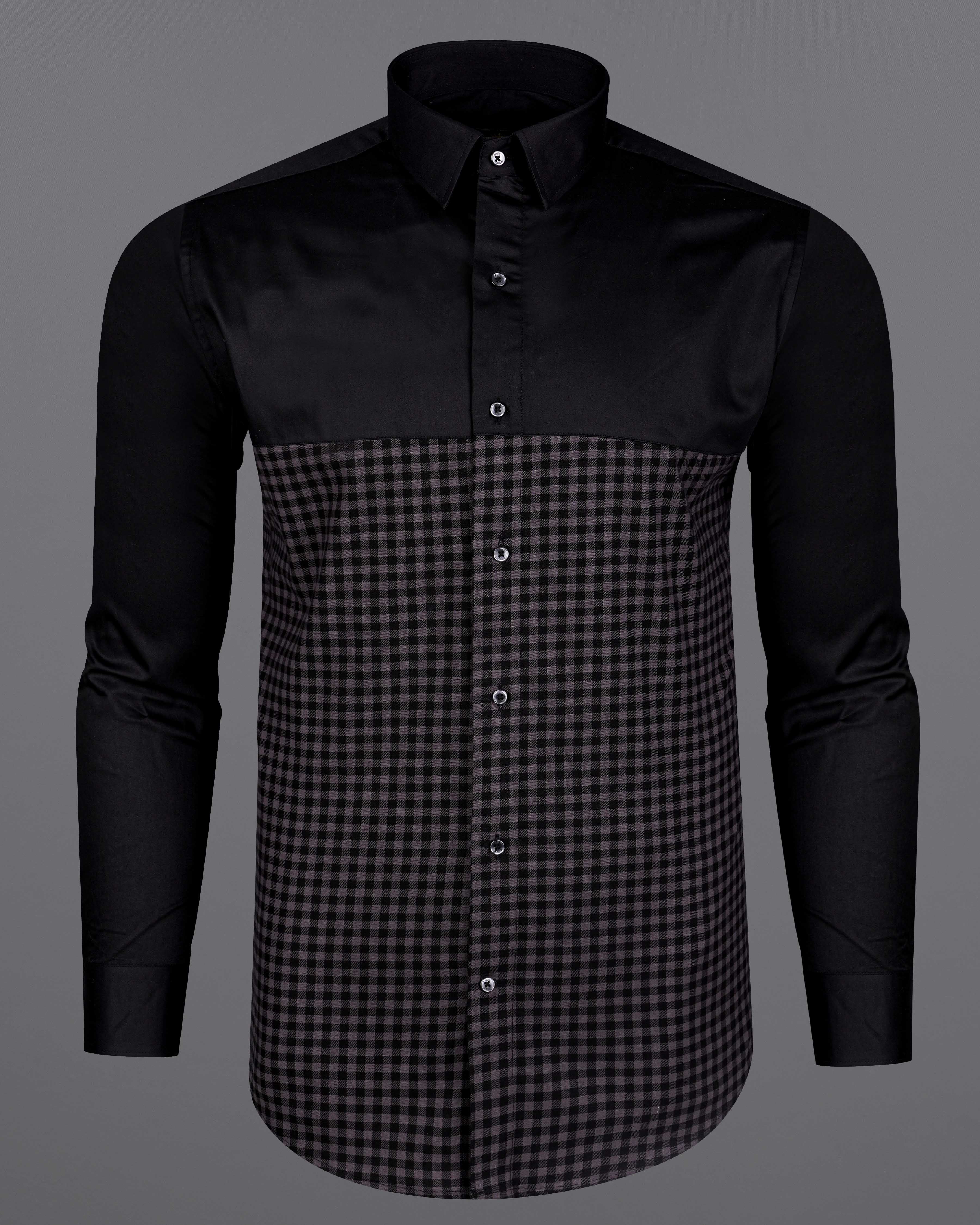 Jade Black with Scarpa Violet Gingham Super Soft Premium Cotton Designer Shirt 8339-BLK-P125-38, 8339-BLK-P125-H-38, 8339-BLK-P125-39, 8339-BLK-P125-H-39, 8339-BLK-P125-40, 8339-BLK-P125-H-40, 8339-BLK-P125-42, 8339-BLK-P125-H-42, 8339-BLK-P125-44, 8339-BLK-P125-H-44, 8339-BLK-P125-46, 8339-BLK-P125-H-46, 8339-BLK-P125-48, 8339-BLK-P125-H-48, 8339-BLK-P125-50, 8339-BLK-P125-H-50, 8339-BLK-P125-52, 8339-BLK-P125-H-52