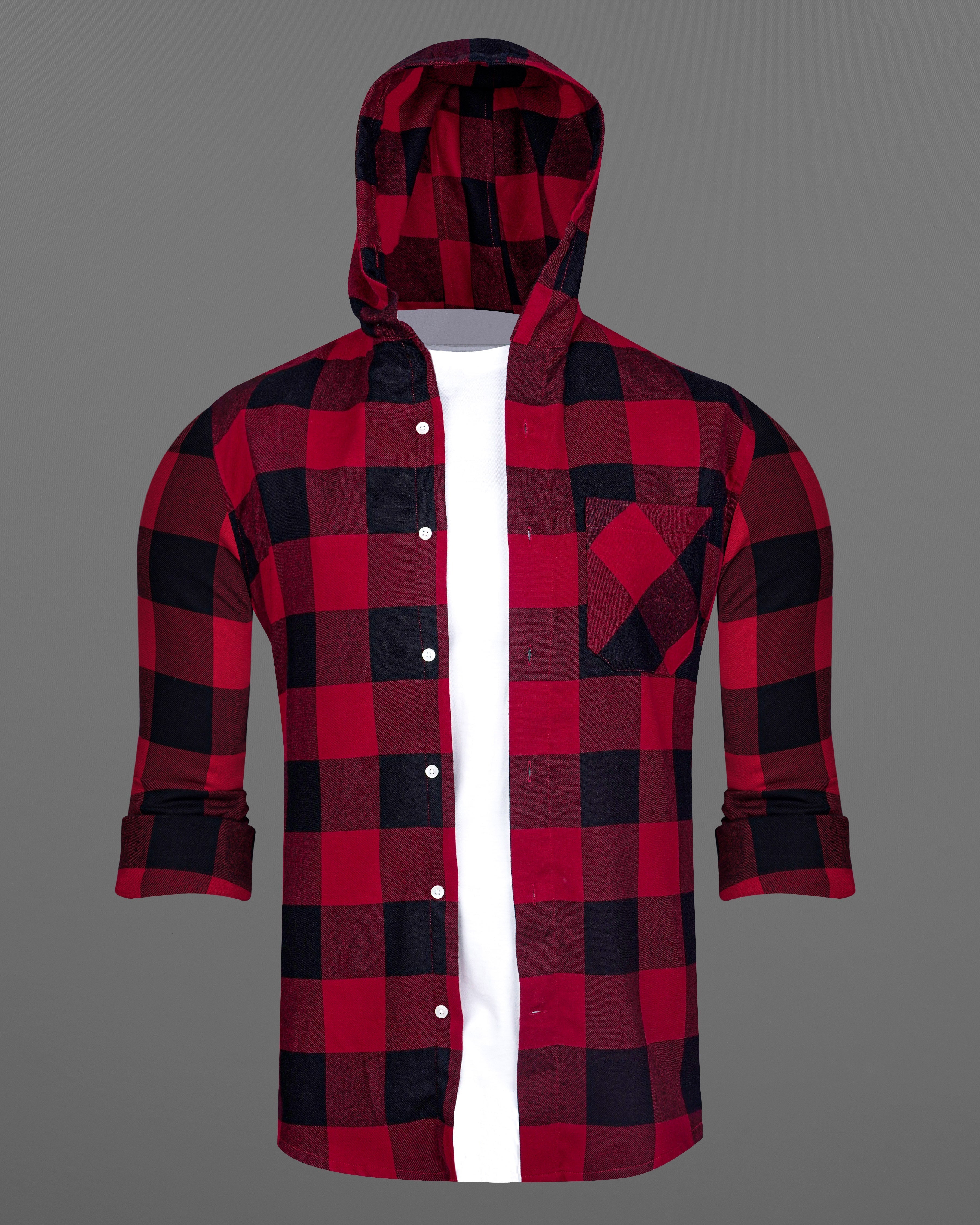 Monarch Red and Black Checked Flannel Hoodie Overshirt 8343-HD-38, 8343-HD-H-38, 8343-HD-39, 8343-HD-H-39, 8343-HD-40, 8343-HD-H-40, 8343-HD-42, 8343-HD-H-42, 8343-HD-44, 8343-HD-H-44, 8343-HD-46, 8343-HD-H-46, 8343-HD-48, 8343-HD-H-48, 8343-HD-50, 8343-HD-H-50, 8343-HD-52, 8343-HD-H-52