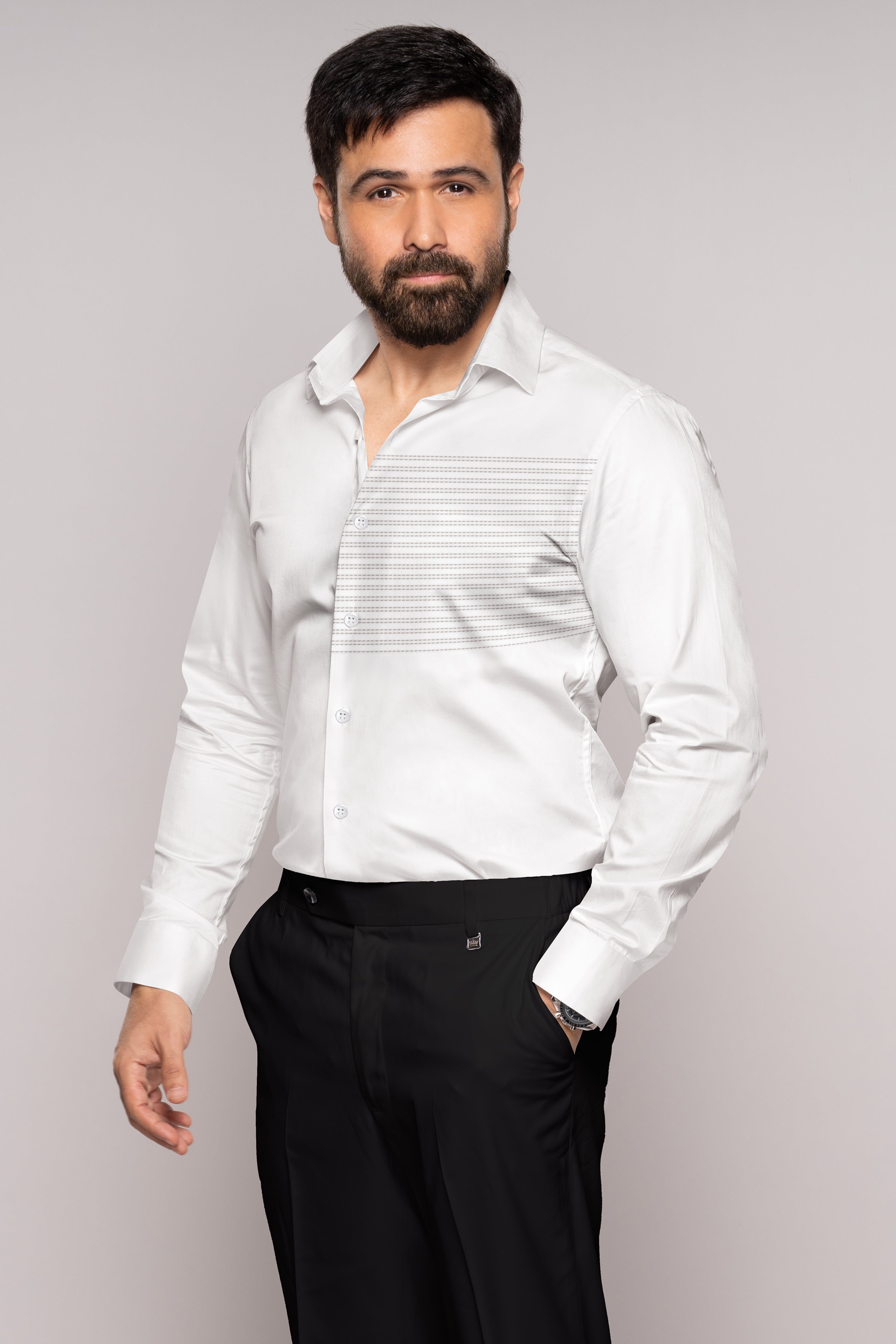 Bright White Embroidered Style Printed Super Soft Premium Cotton Shirt