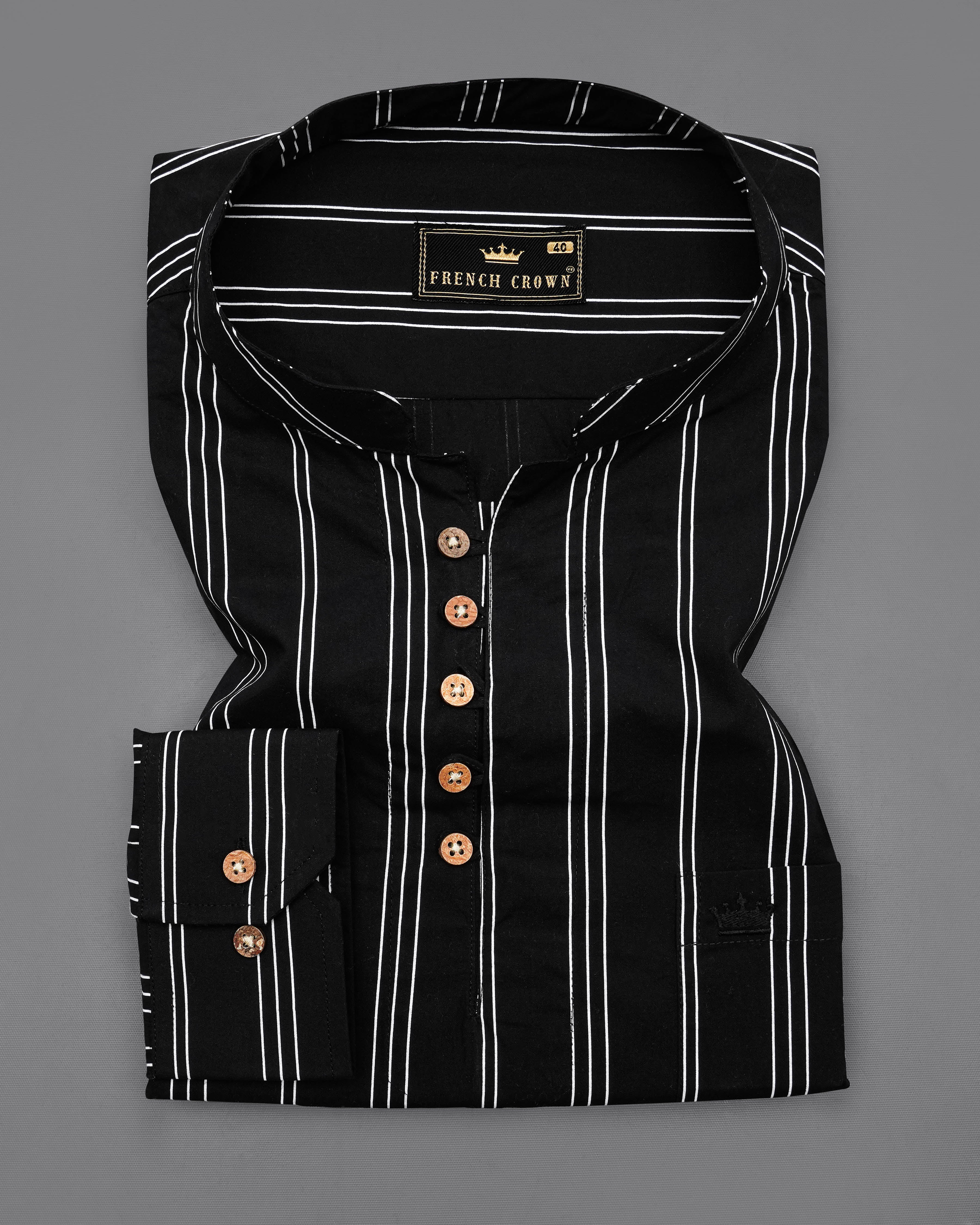 Jade Black with Bright White Striped Twill Premium Cotton Kurta Shirt 8376-KS-38, 8376-KS-H-38, 8376-KS-39, 8376-KS-H-39, 8376-KS-40, 8376-KS-H-40, 8376-KS-42, 8376-KS-H-42, 8376-KS-44, 8376-KS-H-44, 8376-KS-46, 8376-KS-H-46, 8376-KS-48, 8376-KS-H-48, 8376-KS-50, 8376-KS-H-50, 8376-KS-52, 8376-KS-H-52