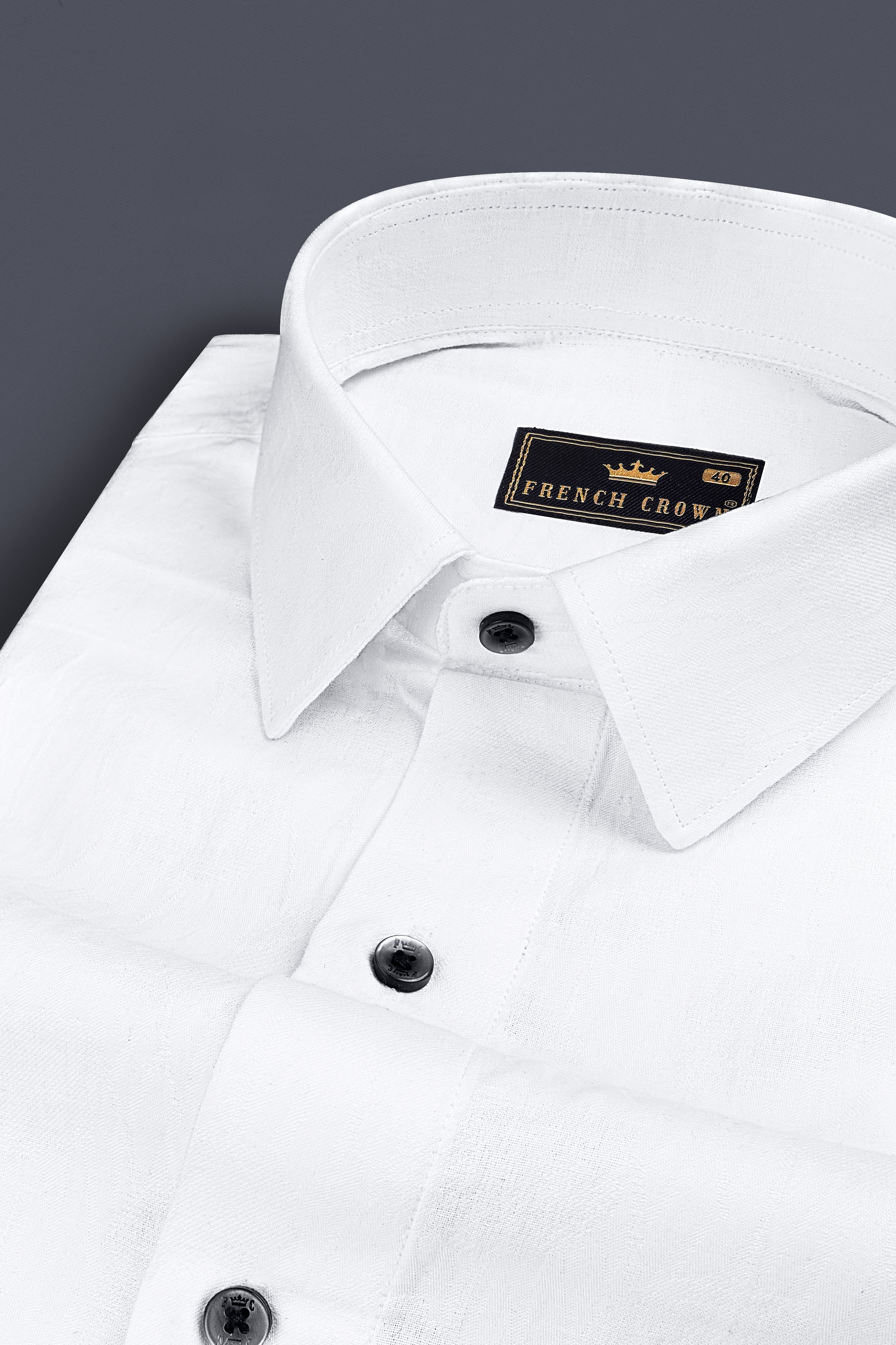 Bright White Jacquard Textured Premium Giza Cotton Shirt