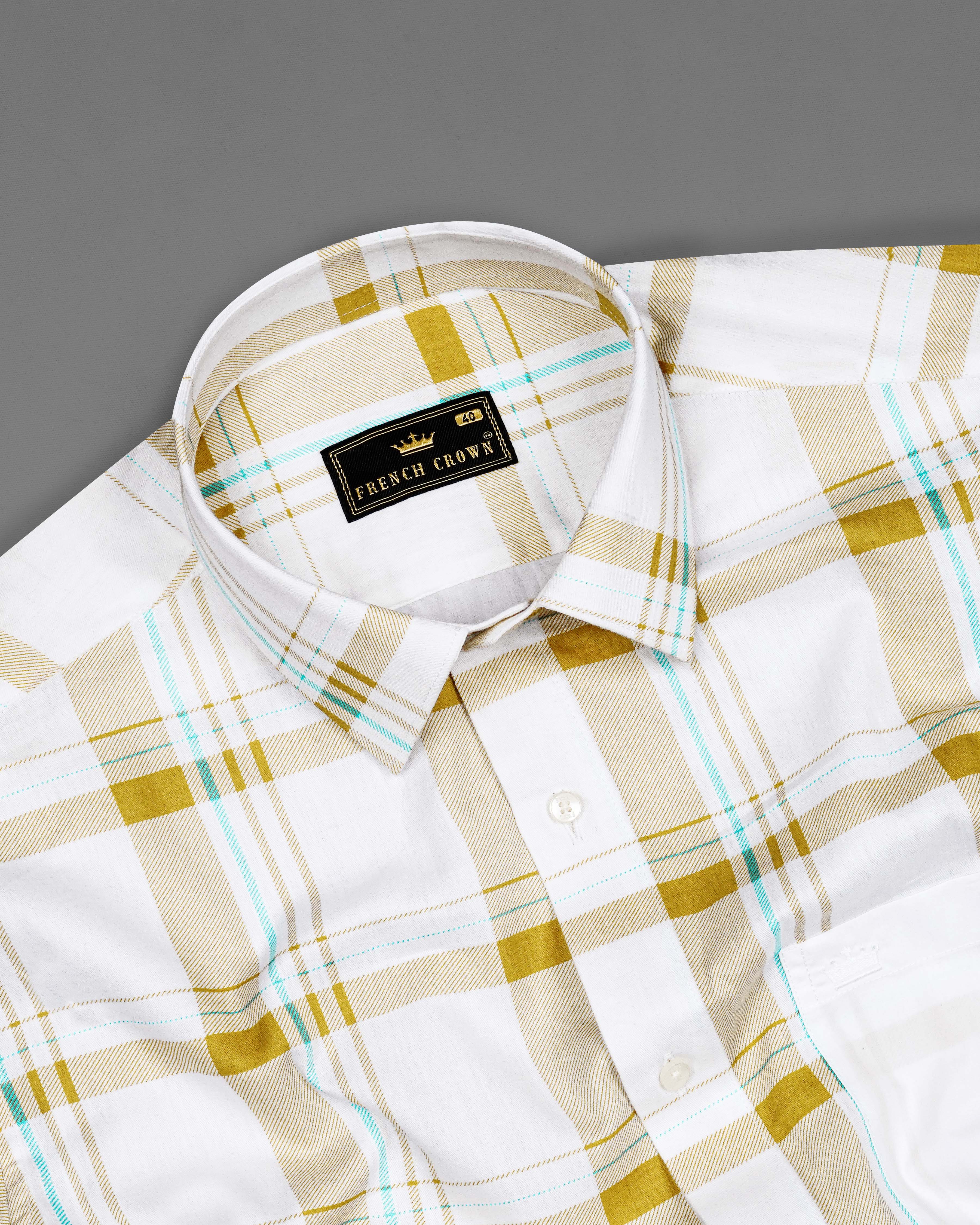 Bright White with Alpine Brown Plaid Premium Cotton Designer Shirt 8384-38, 8384-H-38, 8384-39,8384-H-39, 8384-40, 8384-H-40, 8384-42, 8384-H-42, 8384-44, 8384-H-44, 8384-46, 8384-H-46, 8384-48, 8384-H-48, 8384-50, 8384-H-50, 8384-52, 8384-H-52