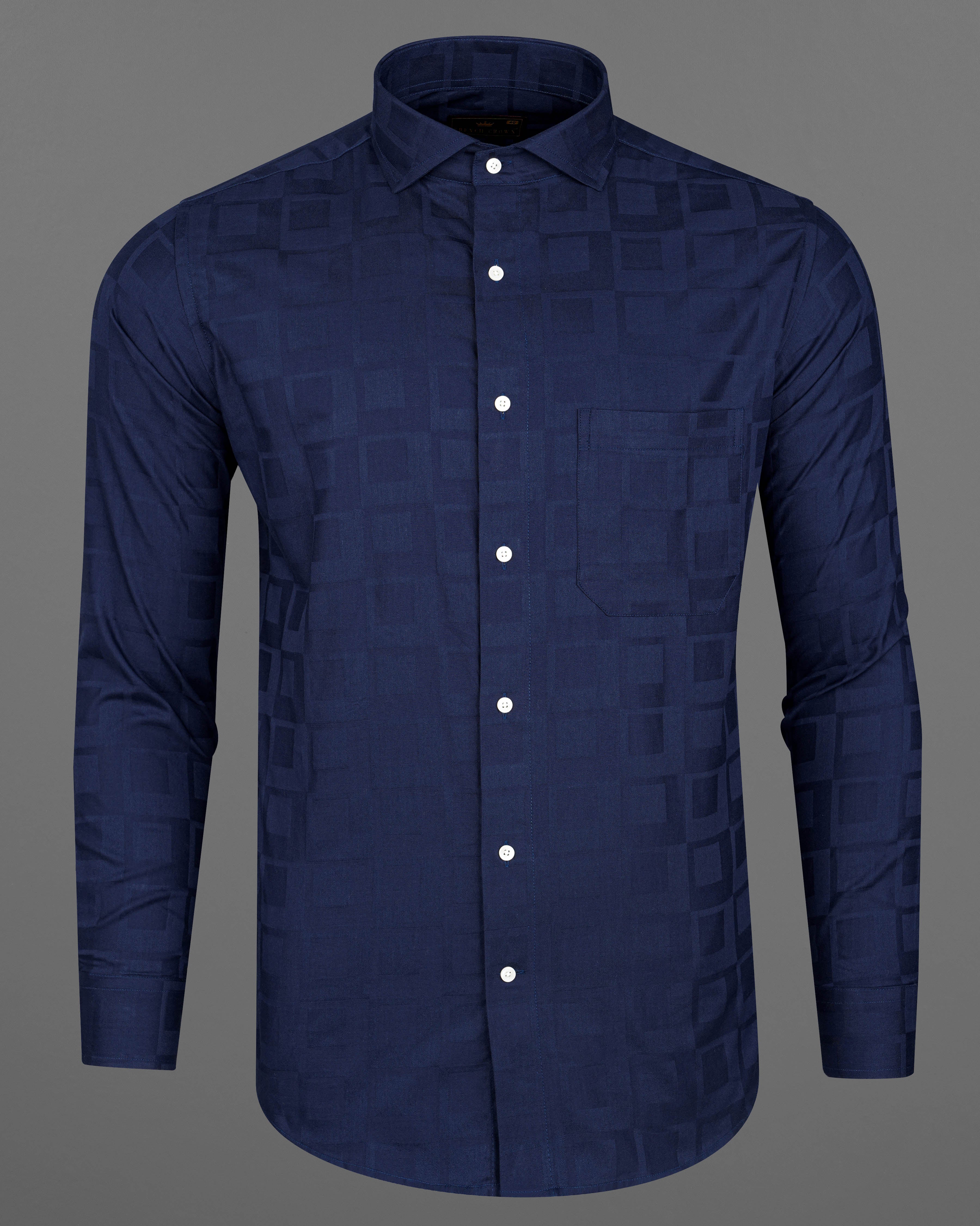 Zodiac Blue Subtle Checkered Dobby Textured Premium Giza Cotton Shirt 8394-CA-38, 8394-CA-H-38, 8394-CA-39,8394-CA-H-39, 8394-CA-40, 8394-CA-H-40, 8394-CA-42, 8394-CA-H-42, 8394-CA-44, 8394-CA-H-44, 8394-CA-46, 8394-CA-H-46, 8394-CA-48, 8394-CA-H-48, 8394-CA-50, 8394-CA-H-50, 8394-CA-52, 8394-CA-H-52