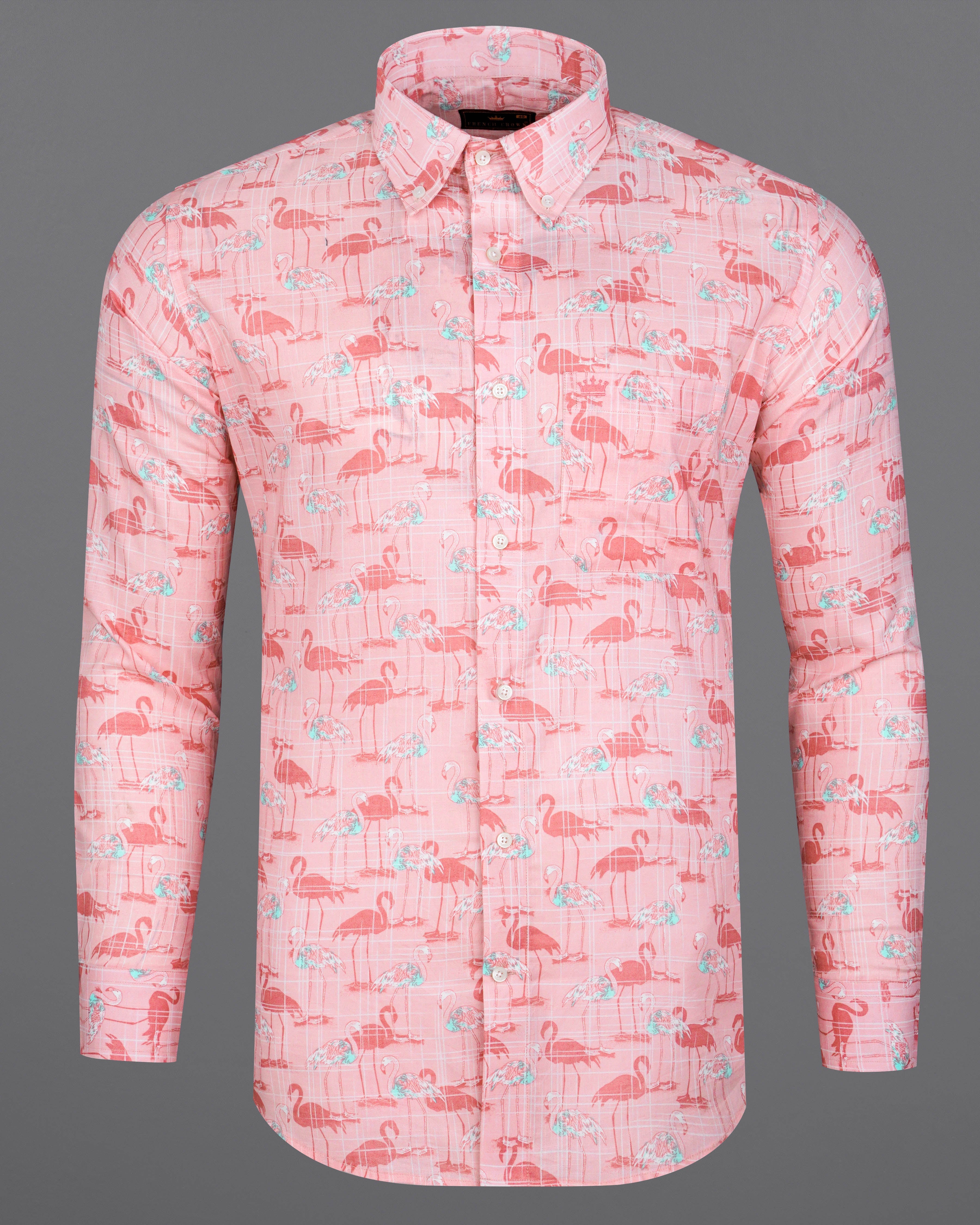 Azalea Pink Swan Printed Premium Cotton Shirt 8396-BD-38, 8396-BD-H-38, 8396-BD-39,8396-BD-H-39, 8396-BD-40, 8396-BD-H-40, 8396-BD-42, 8396-BD-H-42, 8396-BD-44, 8396-BD-H-44, 8396-BD-46, 8396-BD-H-46, 8396-BD-48, 8396-BD-H-48, 8396-BD-50, 8396-BD-H-50, 8396-BD-52, 8396-BD-H-52