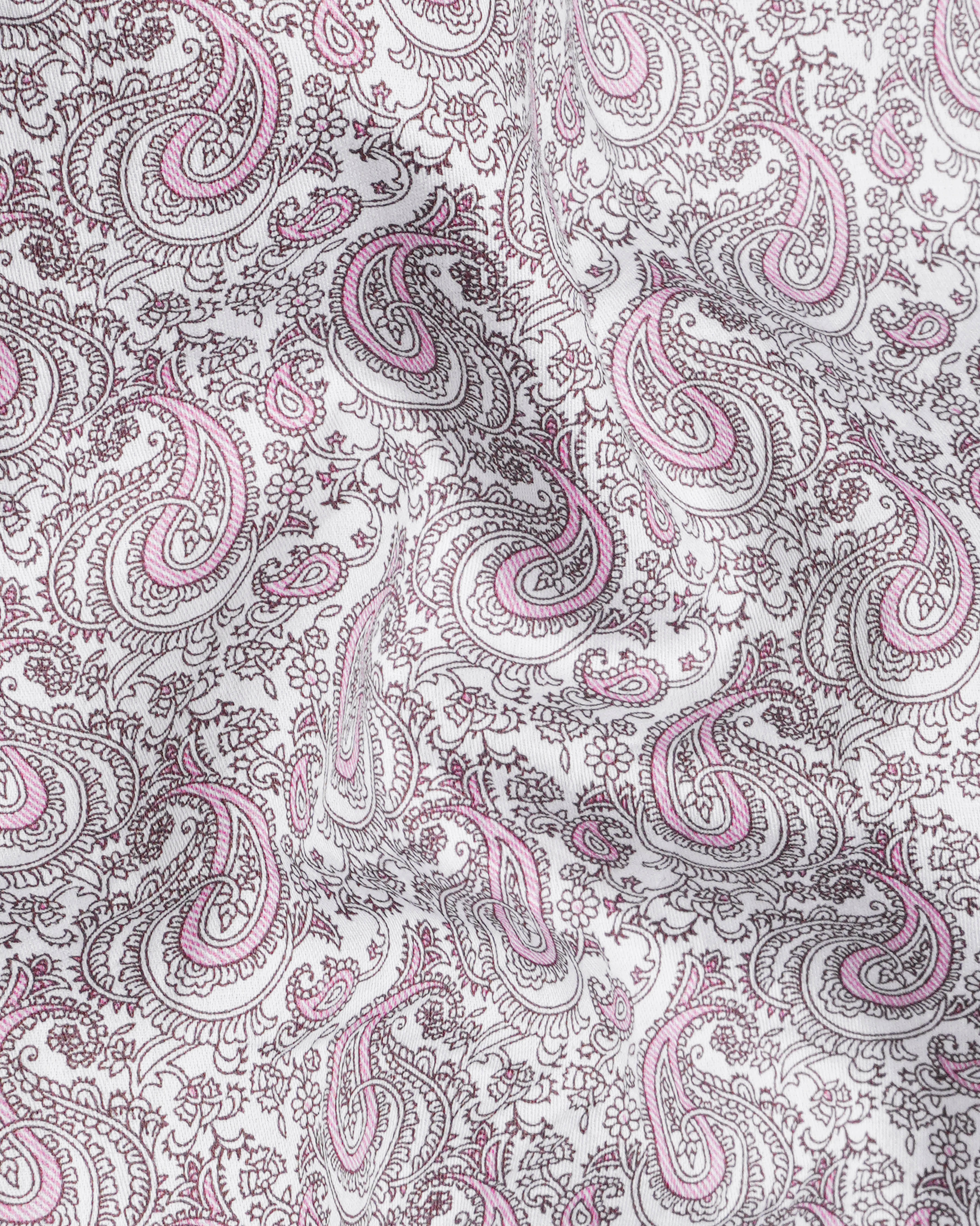 Bright White with Viola Pink Paisley Printed Super Soft Premium Cotton Shirt 8423-CA-38, 8423-CA-H-38, 8423-CA-39,8423-CA-H-39, 8423-CA-40, 8423-CA-H-40, 8423-CA-42, 8423-CA-H-42, 8423-CA-44, 8423-CA-H-44, 8423-CA-46, 8423-CA-H-46, 8423-CA-48, 8423-CA-H-48, 8423-CA-50, 8423-CA-H-50, 8423-CA-52, 8423-CA-H-52