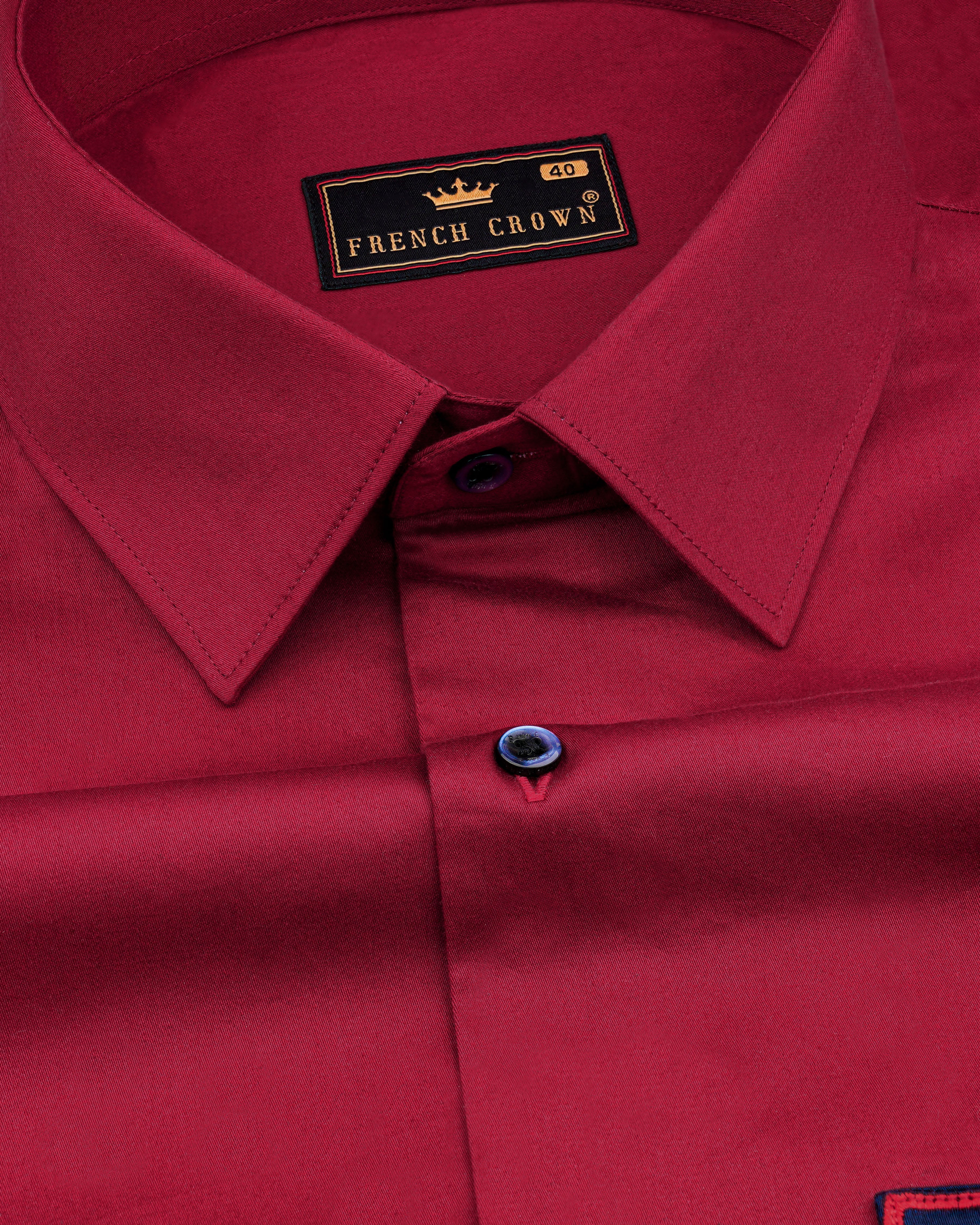 Claret Red with Mirage Blue Patch Subtle Sheen Pocket Spider Embroidered  Super Soft Premium Cotton Shirt 8440-E007-38, 8440-E007-H-38, 8440-E007-39, 8440-E007-H-39, 8440-E007-40, 8440-E007-H-40, 8440-E007-42, 8440-E007-H-42, 8440-E007-44, 8440-E007-H-44, 8440-E007-46, 8440-E007-H-46, 8440-E007-48, 8440-E007-H-48, 8440-E007-50, 8440-E007-H-50, 8440-E007-52, 8440-E007-H-52