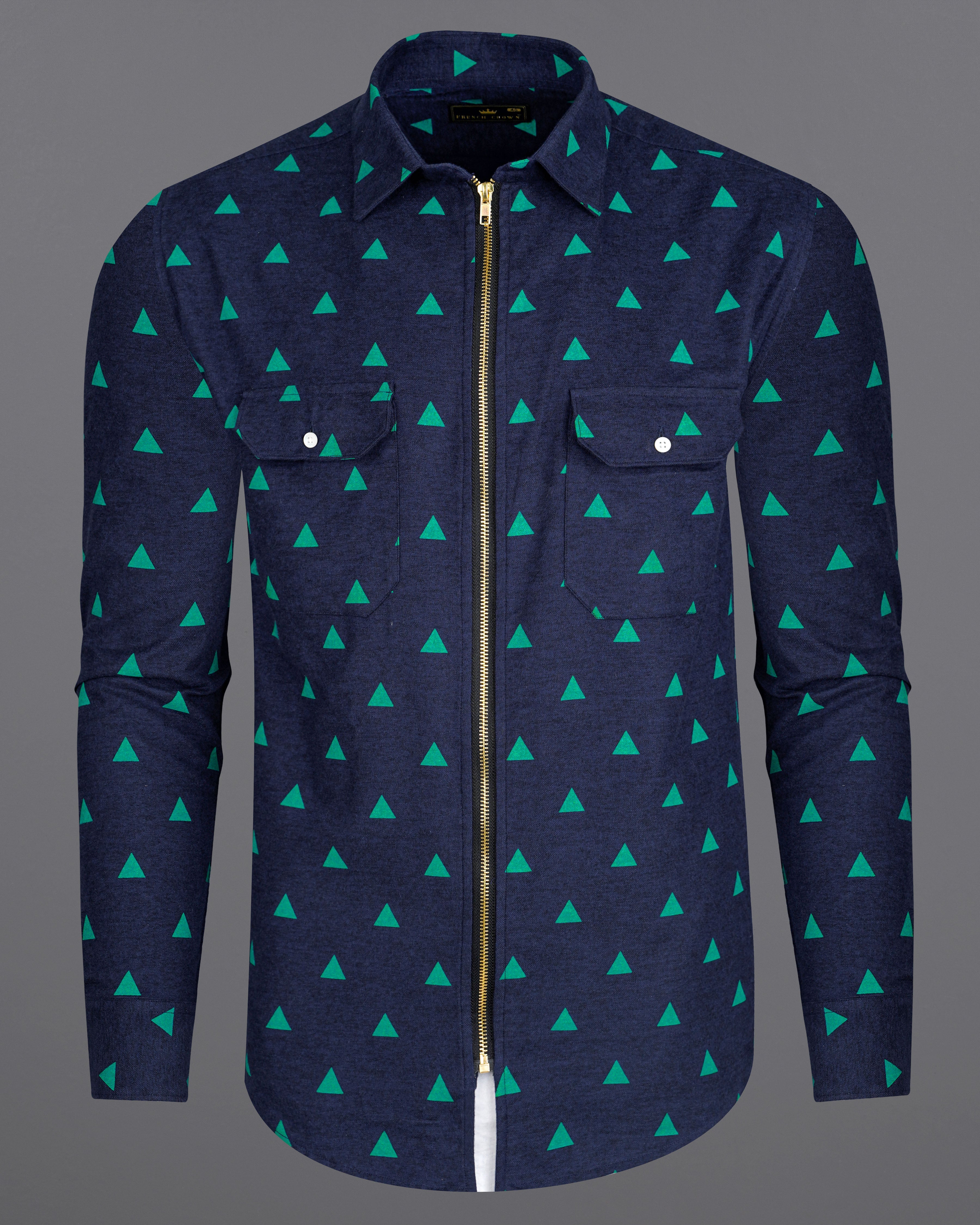 Tangaroa Navy Blue with Cyan Green Triangle Printed Flannel Designer Overshirt with Zipper Closure 8447-OS-FP-38,8447-OS-FP-H-38,8447-OS-FP-39,8447-OS-FP-H-39,8447-OS-FP-40,8447-OS-FP-H-40,8447-OS-FP-42,8447-OS-FP-H-42,8447-OS-FP-44,8447-OS-FP-H-44,8447-OS-FP-46,8447-OS-FP-H-46,8447-OS-FP-48,8447-OS-FP-H-48,8447-OS-FP-50,8447-OS-FP-H-50,8447-OS-FP-52,8447-OS-FP-H-52