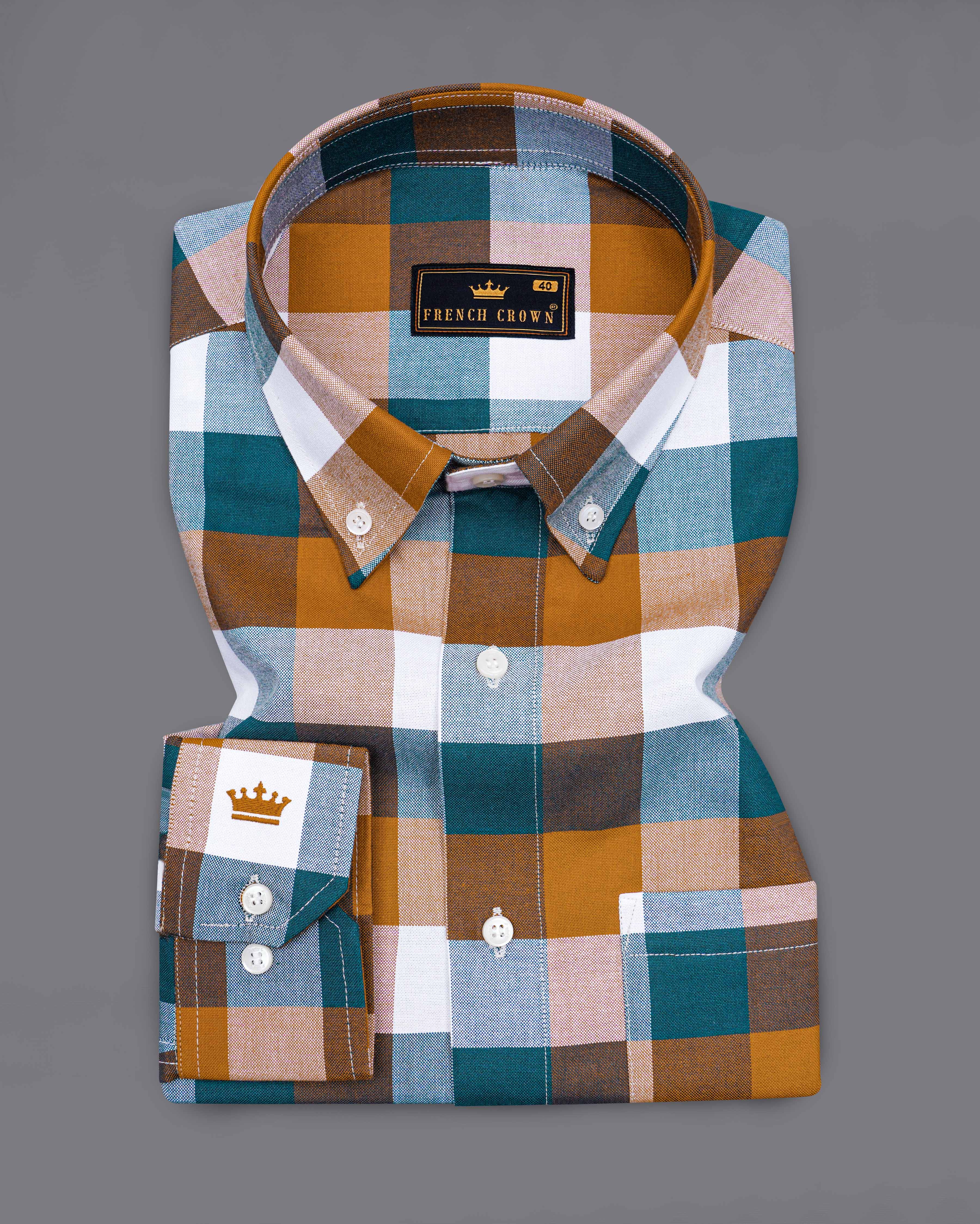 Bright White with Sienna Orange and Sherpa Sea Blue Checked Royal Oxford Shirt 8451-BD-38,8451-BD-H-38,8451-BD-39,8451-BD-H-39,8451-BD-40,8451-BD-H-40,8451-BD-42,8451-BD-H-42,8451-BD-44,8451-BD-H-44,8451-BD-46,8451-BD-H-46,8451-BD-48,8451-BD-H-48,8451-BD-50,8451-BD-H-50,8451-BD-52,8451-BD-H-52