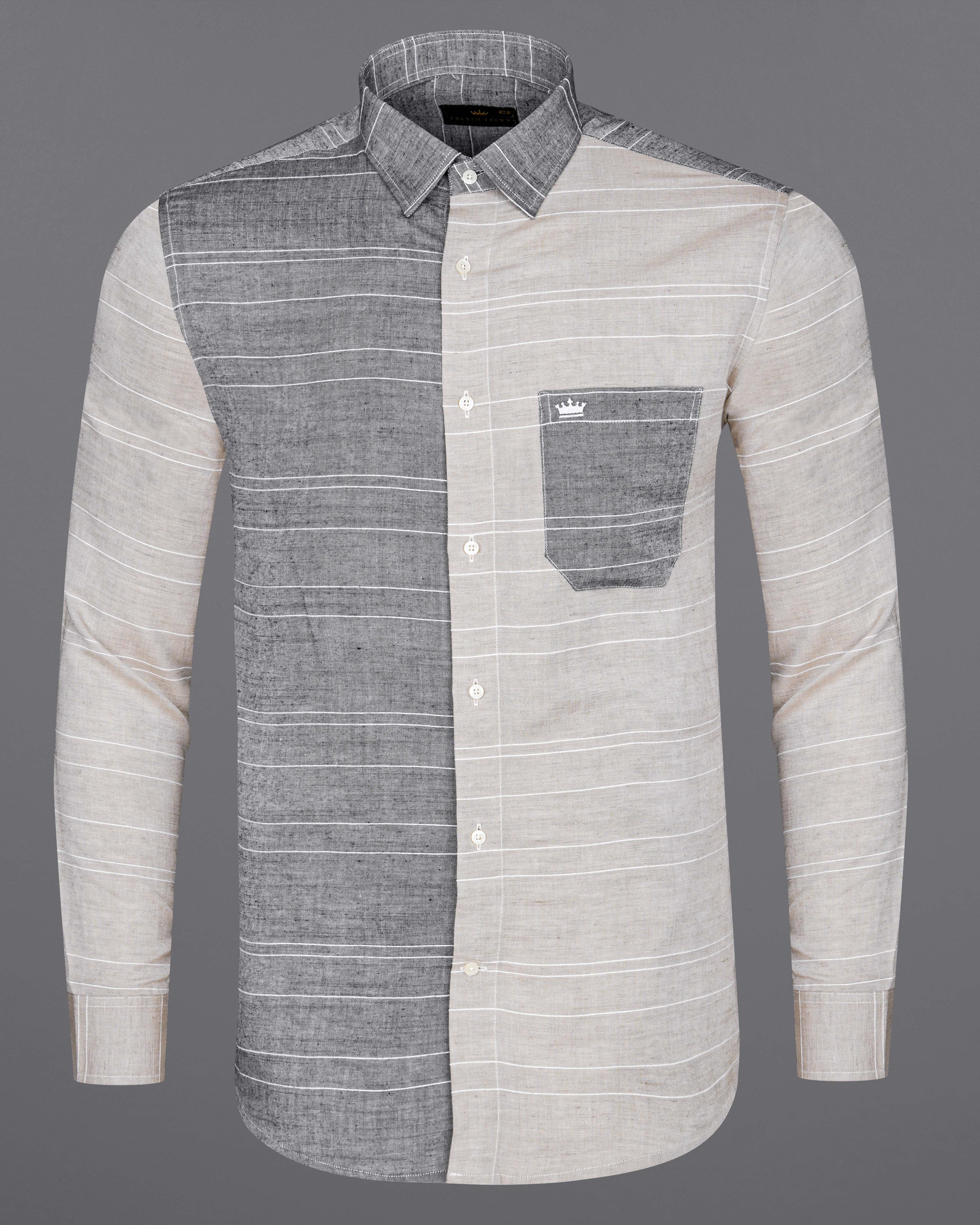 Mercury Light Brown with Venus Gray Striped Luxurious Linen Designer Shirt 8476-P197-38,8476-P197-H-38,8476-P197-389,8476-P197-389,8476-P197-40,8476-P197-H-40,8476-P197-402,8476-P197-402,8476-P197-404,8476-P197-404,8476-P197-406,8476-P197-406,8476-P197-408,8476-P197-408,8476-P197-50,8476-P197-H-50,8476-P197-502,8476-P197-502