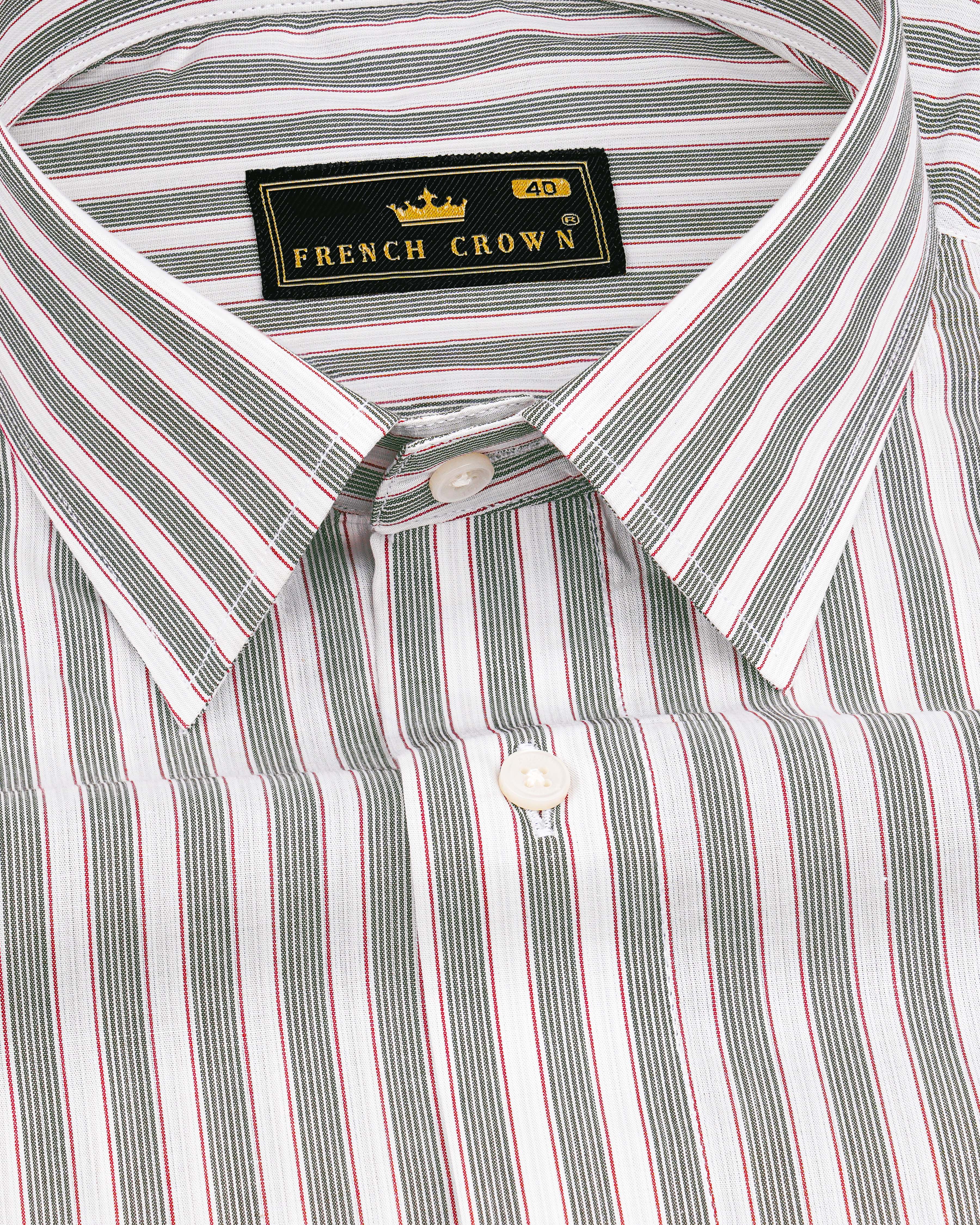 Bright White with Mallard Green and Monza Red Striped Premium Cotton Shirt 8493-38,8493-H-38,8493-39,8493-H-39,8493-40,8493-H-40,8493-42,8493-H-42,8493-44,8493-H-44,8493-46,8493-H-46,8493-48,8493-H-48,8493-50,8493-H-50,8493-52,8493-H-52