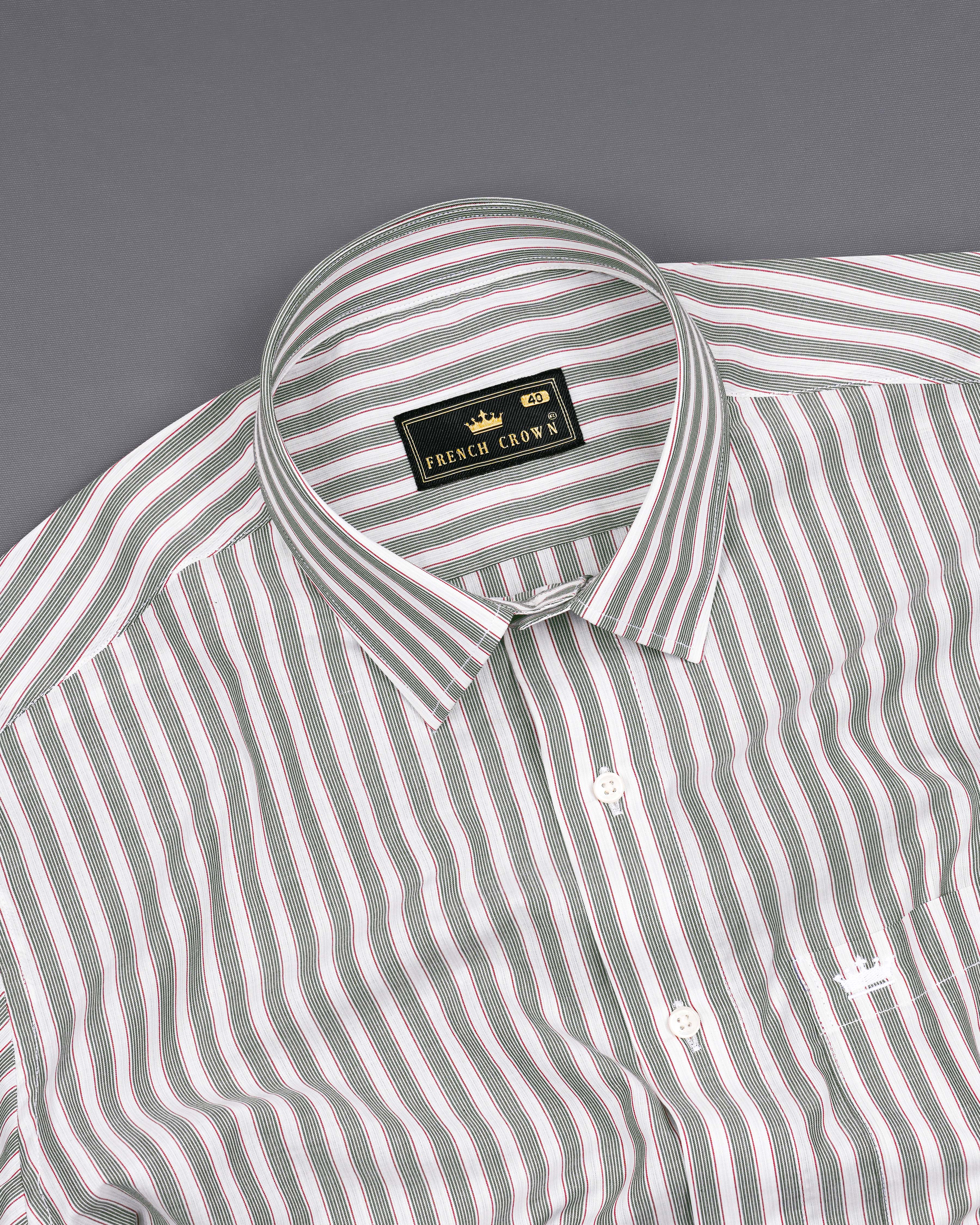 Bright White with Mallard Green and Monza Red Striped Premium Cotton Shirt 8493-38,8493-H-38,8493-39,8493-H-39,8493-40,8493-H-40,8493-42,8493-H-42,8493-44,8493-H-44,8493-46,8493-H-46,8493-48,8493-H-48,8493-50,8493-H-50,8493-52,8493-H-52