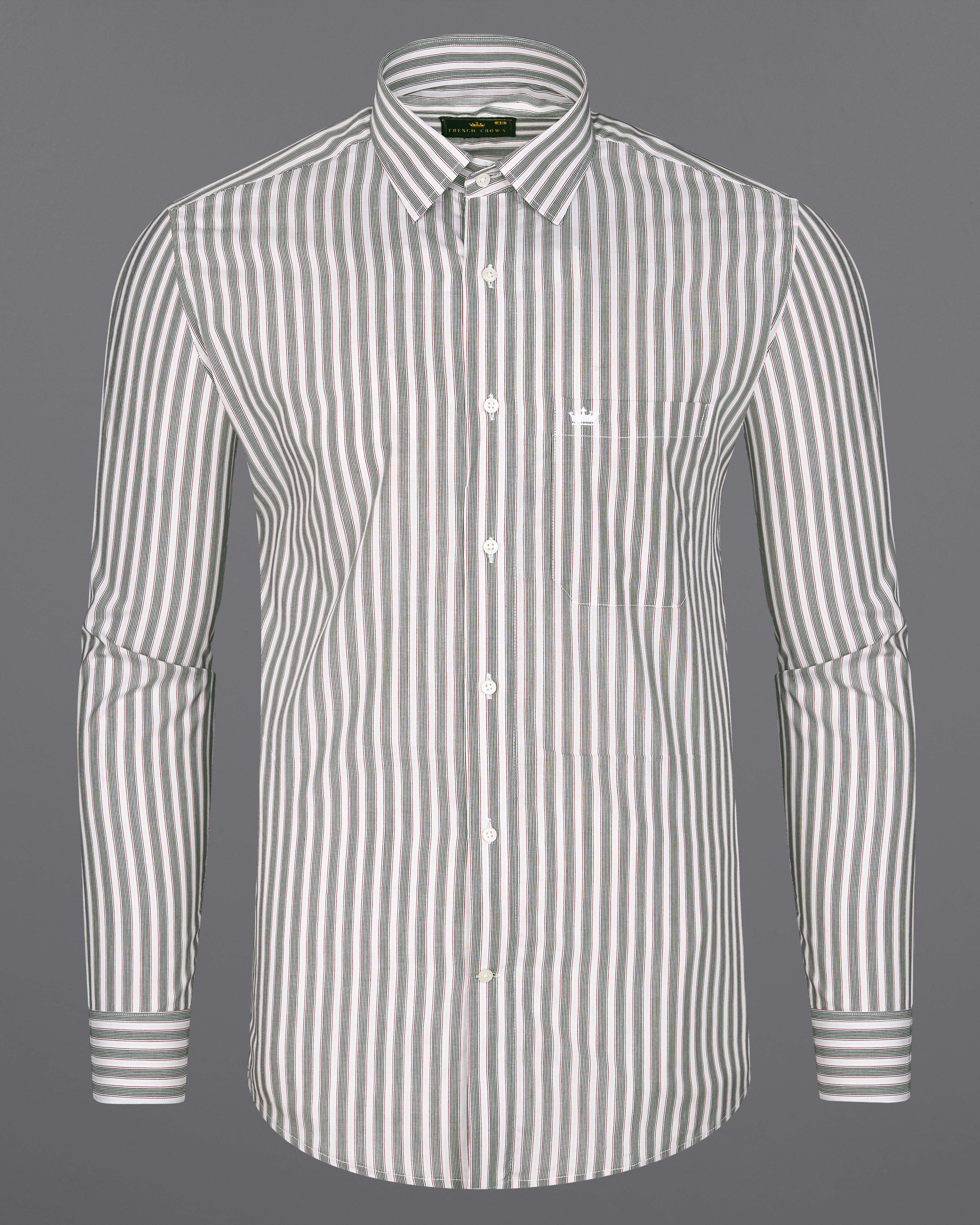 Bright White with Mallard Green and Monza Red Striped Premium Cotton Shirt 8493-38,8493-H-38,8493-39,8493-H-39,8493-40,8493-H-40,8493-42,8493-H-42,8493-44,8493-H-44,8493-46,8493-H-46,8493-48,8493-H-48,8493-50,8493-H-50,8493-52,8493-H-52