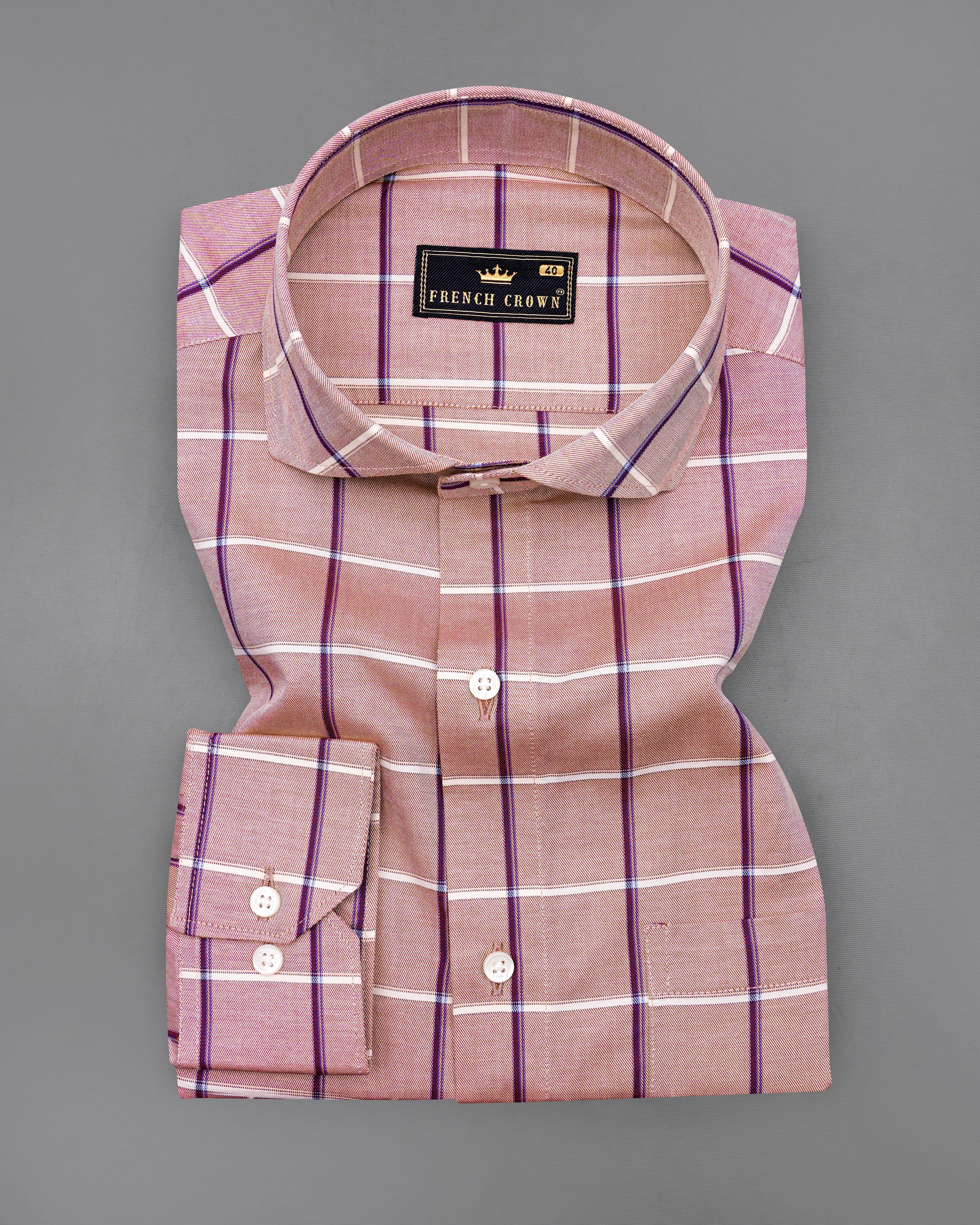 Oriental Peach with Mardi Maroon Twill Checked Premium Cotton Shirt 8499-CA-38,8499-CA-H-38,8499-CA-39,8499-CA-H-39,8499-CA-40,8499-CA-H-40,8499-CA-42,8499-CA-H-42,8499-CA-44,8499-CA-H-44,8499-CA-46,8499-CA-H-46,8499-CA-48,8499-CA-H-48,8499-CA-50,8499-CA-H-50,8499-CA-52,8499-CA-H-52