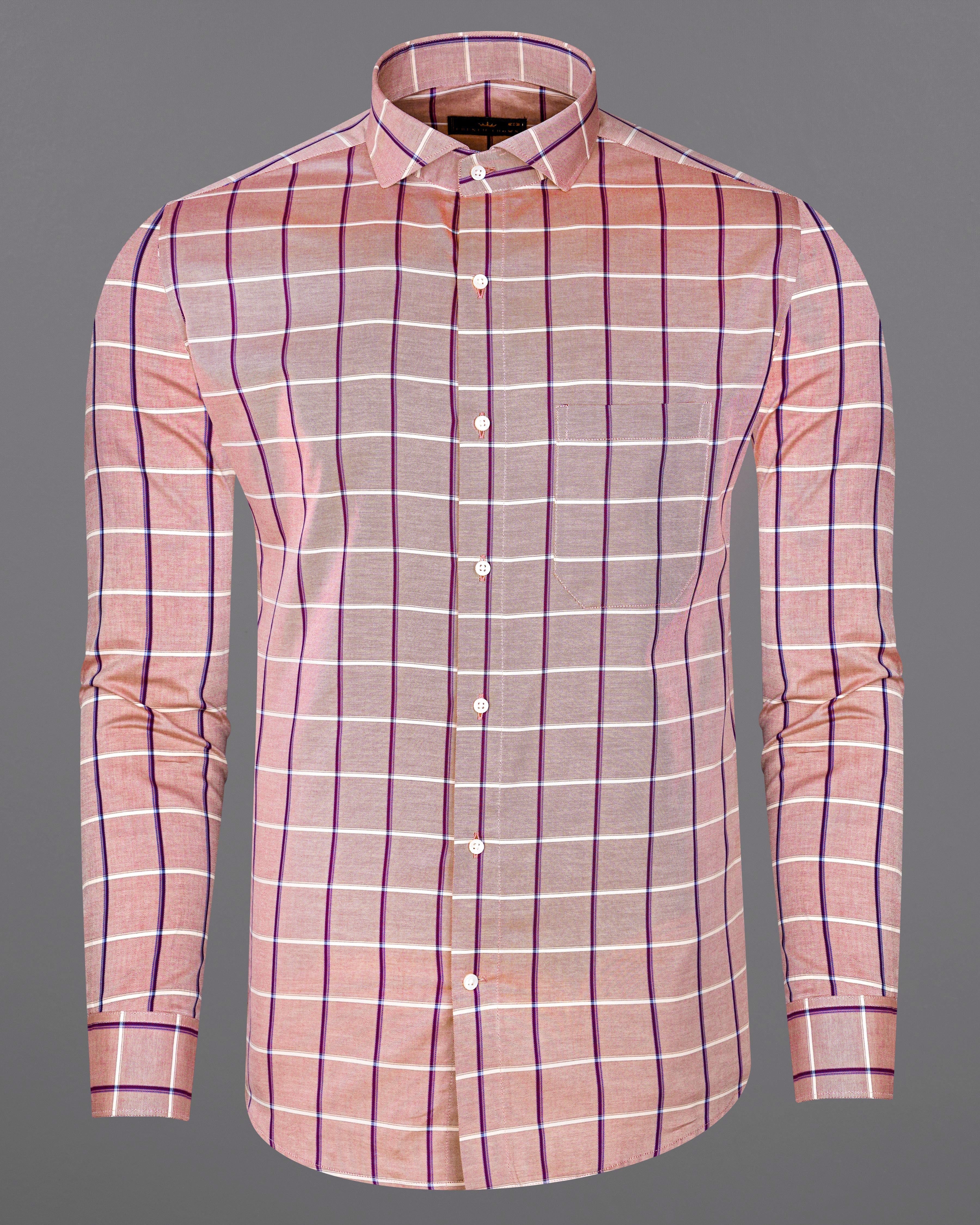 Oriental Peach with Mardi Maroon Twill Checked Premium Cotton Shirt 8499-CA-38,8499-CA-H-38,8499-CA-39,8499-CA-H-39,8499-CA-40,8499-CA-H-40,8499-CA-42,8499-CA-H-42,8499-CA-44,8499-CA-H-44,8499-CA-46,8499-CA-H-46,8499-CA-48,8499-CA-H-48,8499-CA-50,8499-CA-H-50,8499-CA-52,8499-CA-H-52