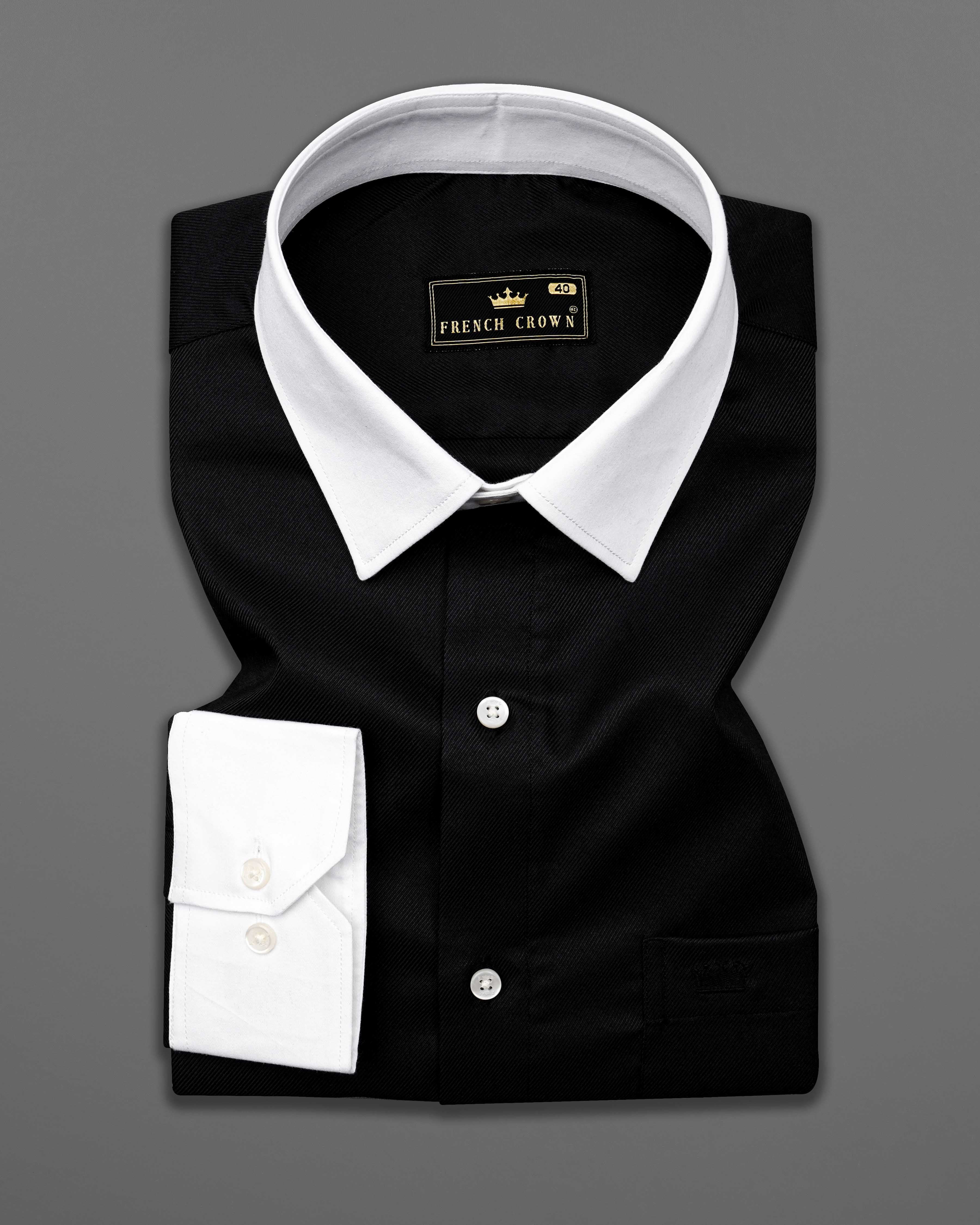 Jade Black with White Collar and Cuffs Twill Premium Cotton Shirt 8515-WCC-38, 8515-WCC-H-38, 8515-WCC-39, 8515-WCC-H-39, 8515-WCC-40, 8515-WCC-H-40, 8515-WCC-42, 8515-WCC-H-42, 8515-WCC-44, 8515-WCC-H-44, 8515-WCC-46, 8515-WCC-H-46, 8515-WCC-48, 8515-WCC-H-48, 8515-WCC-50, 8515-WCC-H-50, 8515-WCC-52, 8515-WCC-H-52