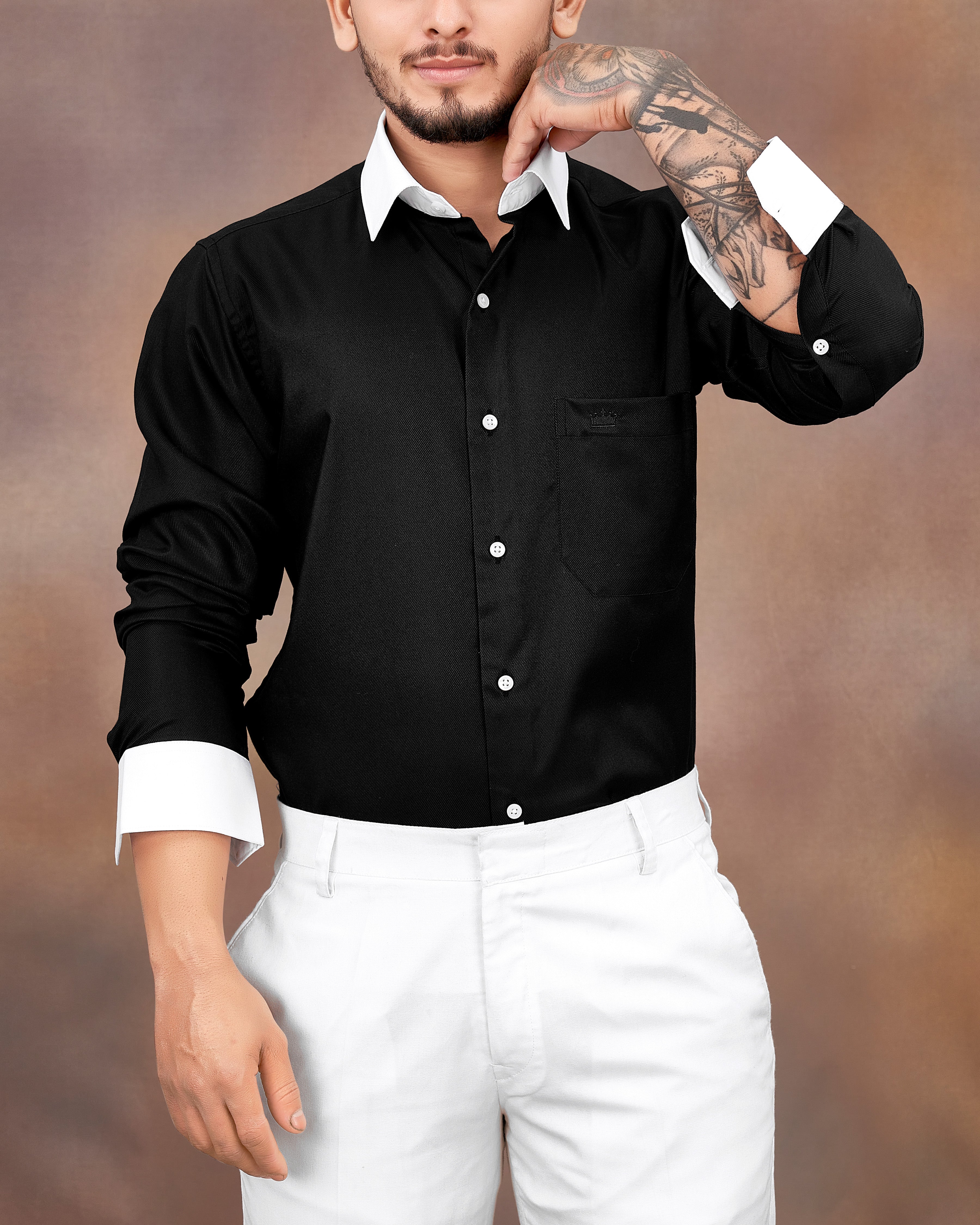 Jade Black with White Collar and Cuffs Twill Premium Cotton Shirt 8515-WCC-38, 8515-WCC-H-38, 8515-WCC-39, 8515-WCC-H-39, 8515-WCC-40, 8515-WCC-H-40, 8515-WCC-42, 8515-WCC-H-42, 8515-WCC-44, 8515-WCC-H-44, 8515-WCC-46, 8515-WCC-H-46, 8515-WCC-48, 8515-WCC-H-48, 8515-WCC-50, 8515-WCC-H-50, 8515-WCC-52, 8515-WCC-H-52