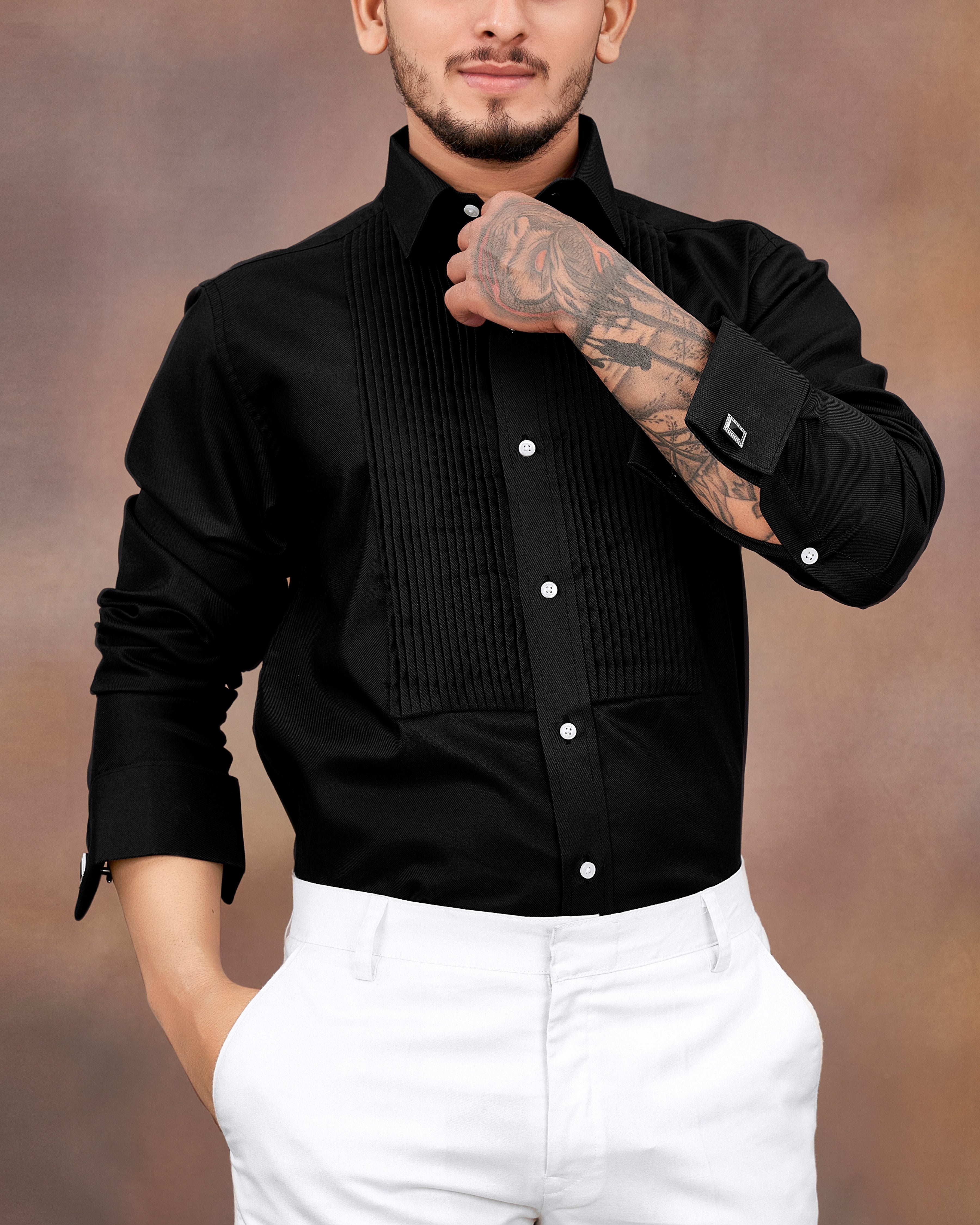 Jade Black Twill Premium Cotton Tuxedo Shirt 8522-TXD-38, 8522-TXD-H-38, 8522-TXD-39, 8522-TXD-H-39, 8522-TXD-40, 8522-TXD-H-40, 8522-TXD-42, 8522-TXD-H-42, 8522-TXD-44, 8522-TXD-H-44, 8522-TXD-46, 8522-TXD-H-46, 8522-TXD-48, 8522-TXD-H-48, 8522-TXD-50, 8522-TXD-H-50, 8522-TXD-52, 8522-TXD-H-52