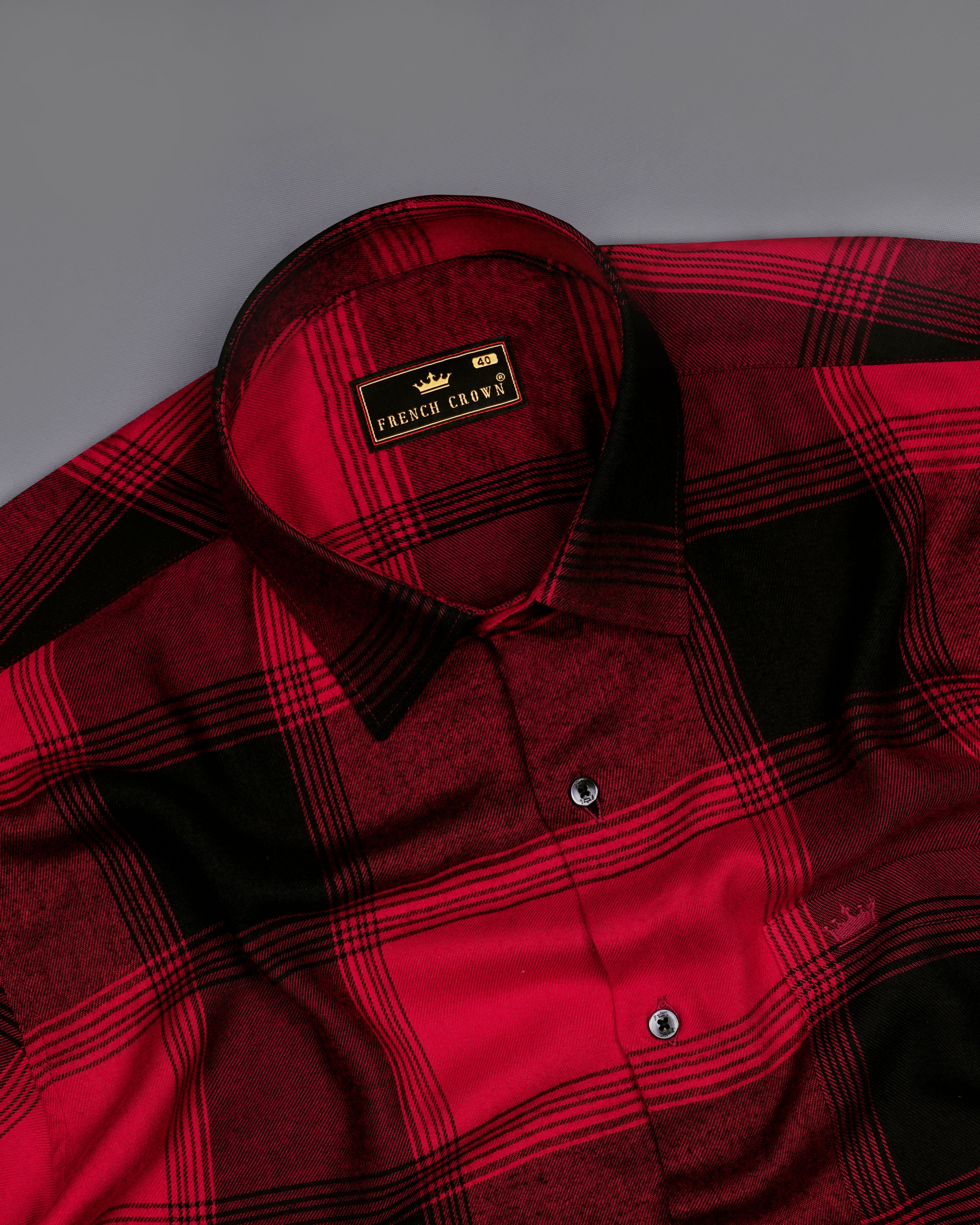 Firebrick Red and Jade Black Checked Flannel Shirt 8539-BLK-38,8539-BLK-H-38,8539-BLK-39,8539-BLK-H-39,8539-BLK-40,8539-BLK-H-40,8539-BLK-42,8539-BLK-H-42,8539-BLK-44,8539-BLK-H-44,8539-BLK-46,8539-BLK-H-46,8539-BLK-48,8539-BLK-H-48,8539-BLK-50,8539-BLK-H-50,8539-BLK-52,8539-BLK-H-52